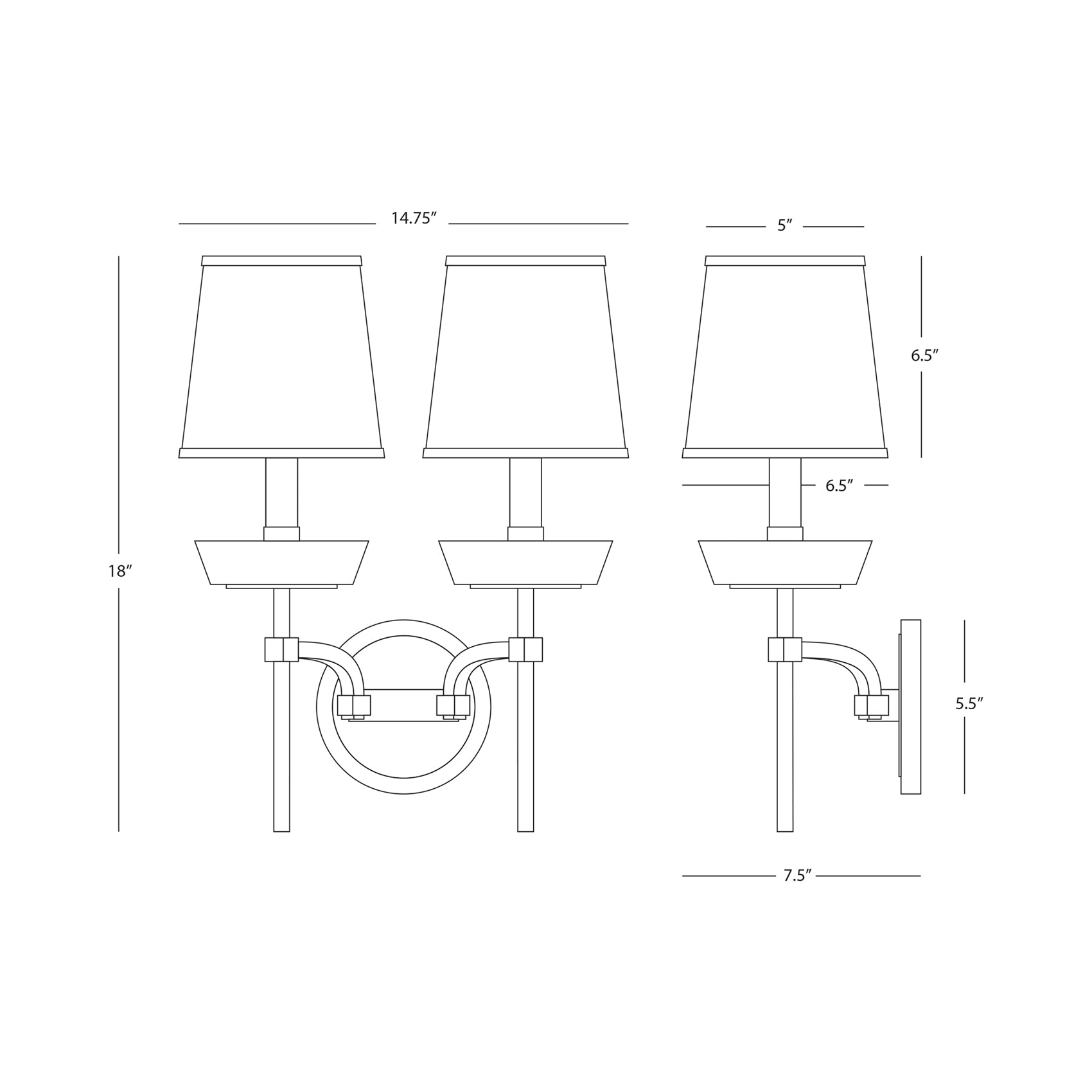 Cristallo Wall Light - line drawing.