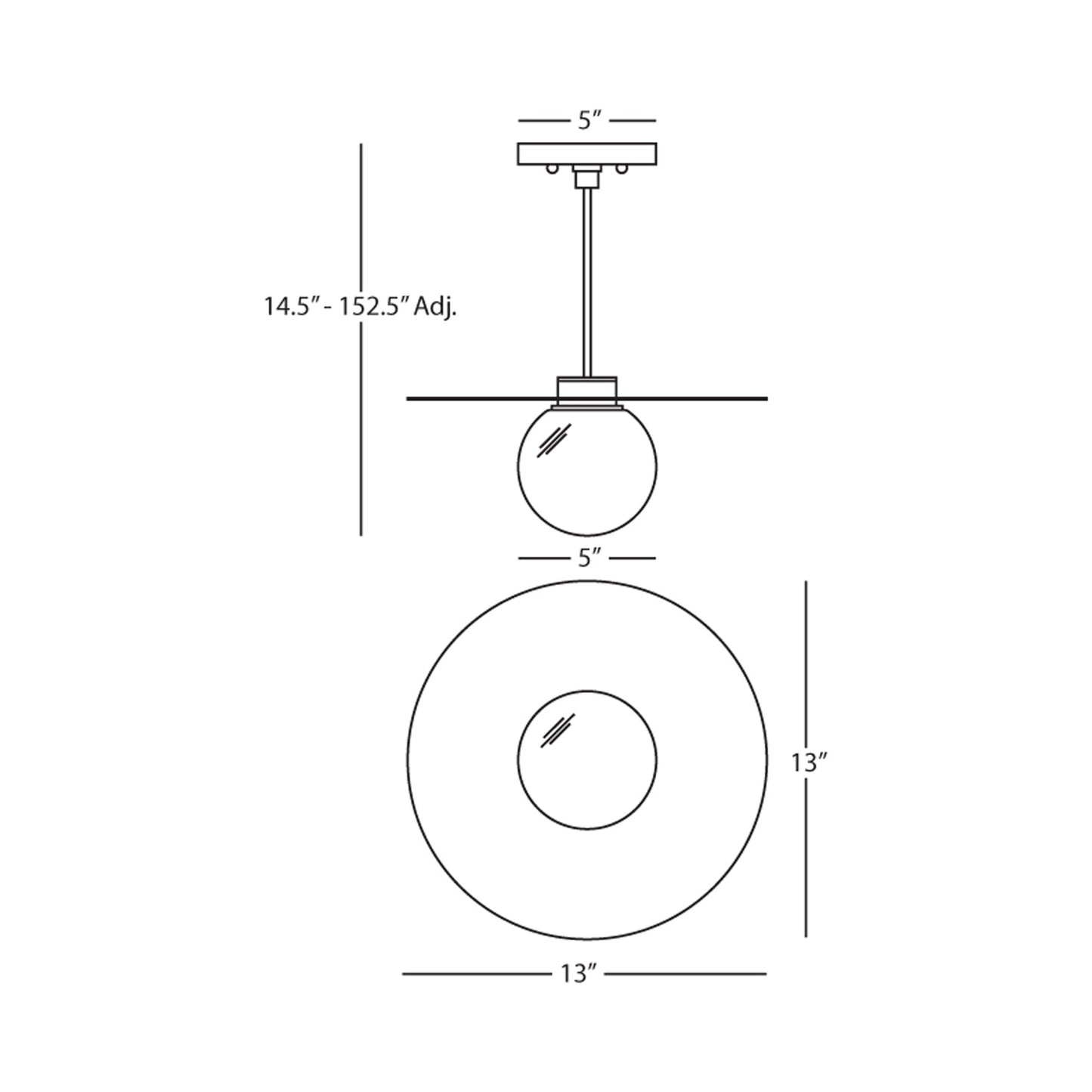 Dal 9876 Pendant Light - line drawing.