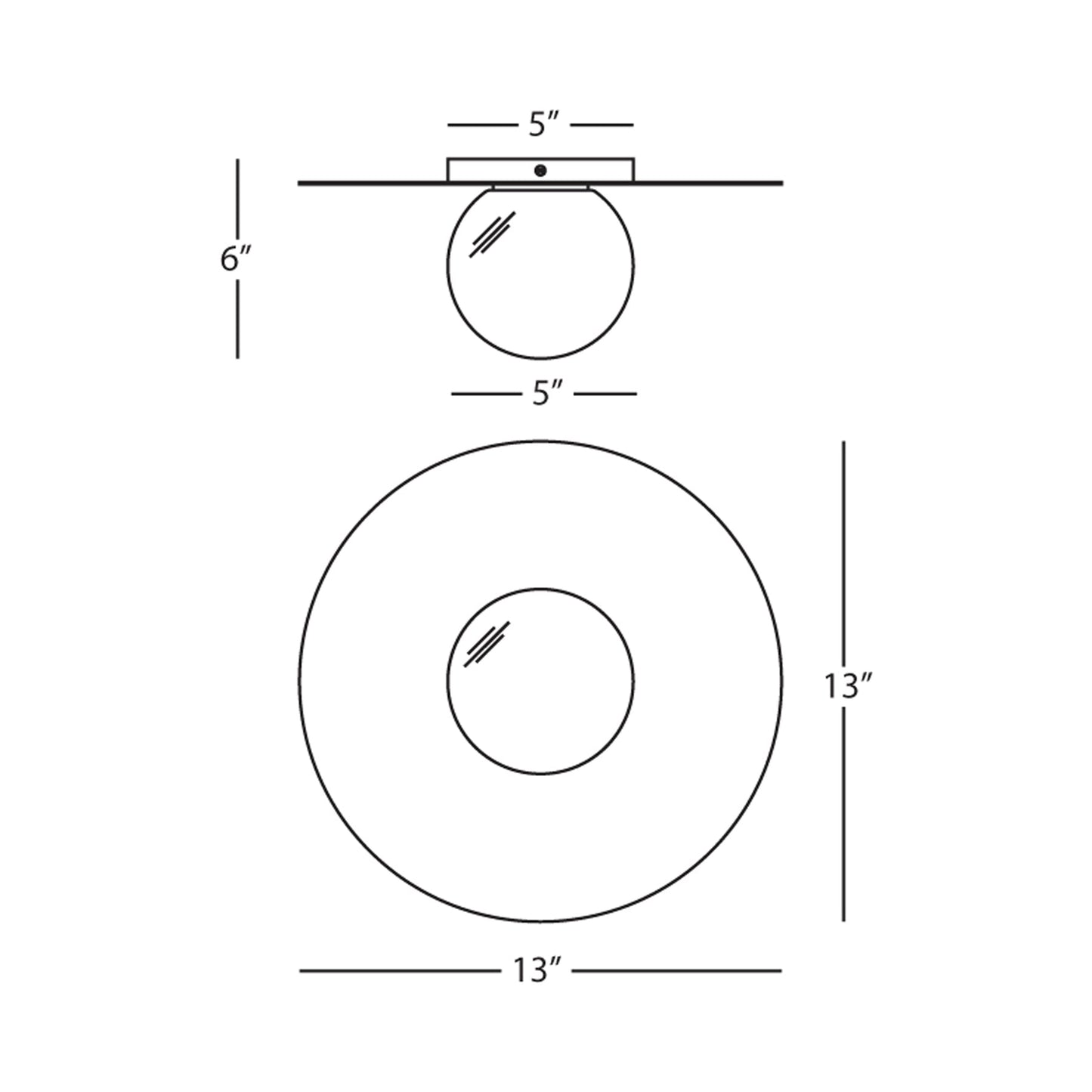 Dal Flush Mount Ceiling Light - line drawing.