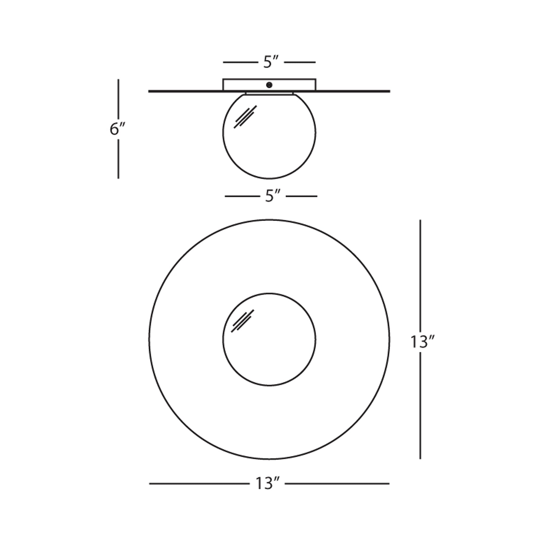 Dal Flush Mount Ceiling Light - line drawing.