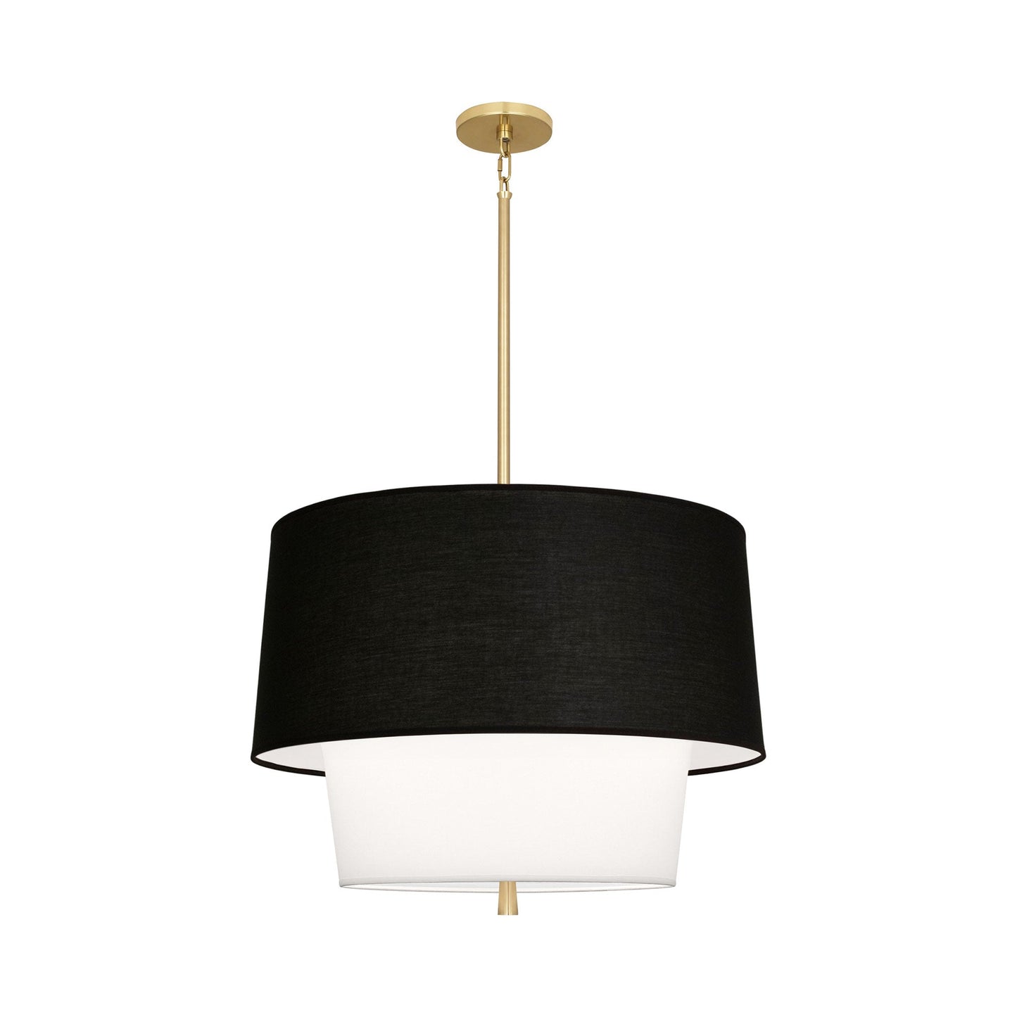 Decker Pendant Light in Modern Brass (Raven Black/Ascot White).
