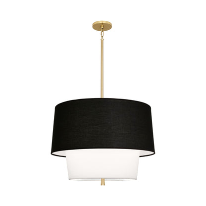 Decker Pendant Light in Modern Brass (Raven Black/Ascot White).