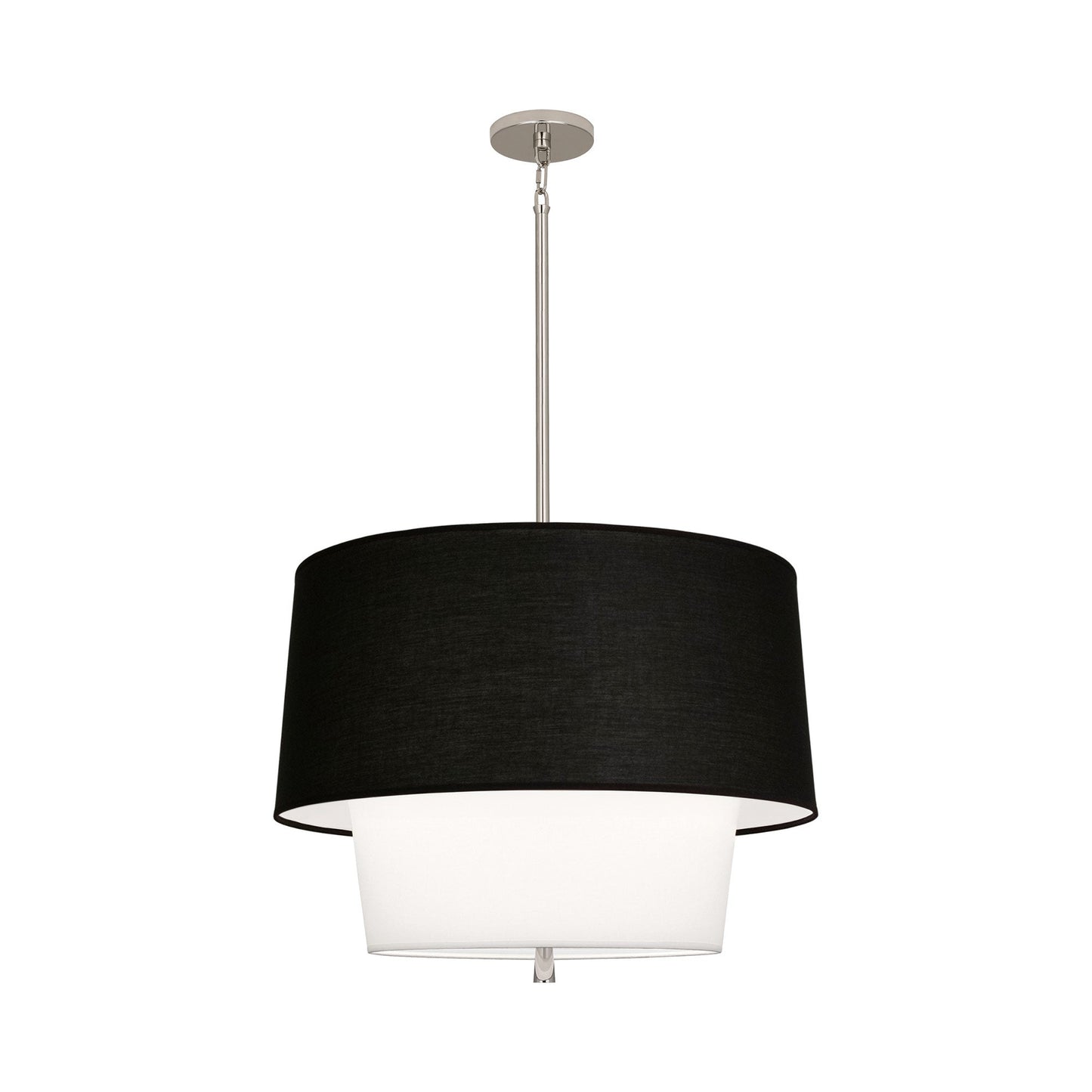 Decker Pendant Light in Polished Nickel (Raven Black/Ascot White).