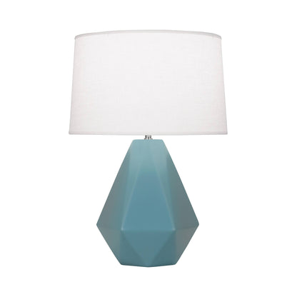 Delta Table Lamp in Matte Steel Blue.