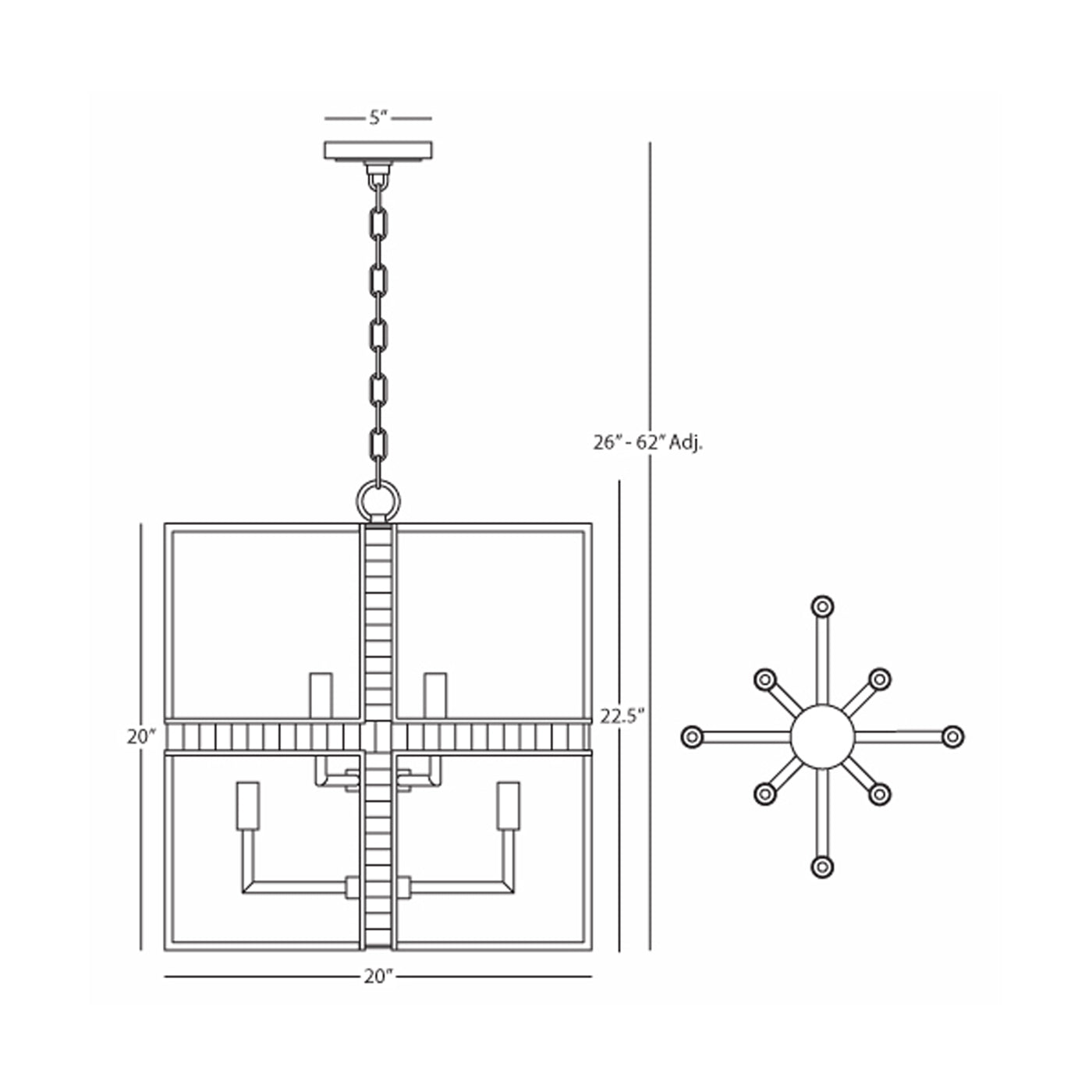 Diana Pendant Light - line drawing.