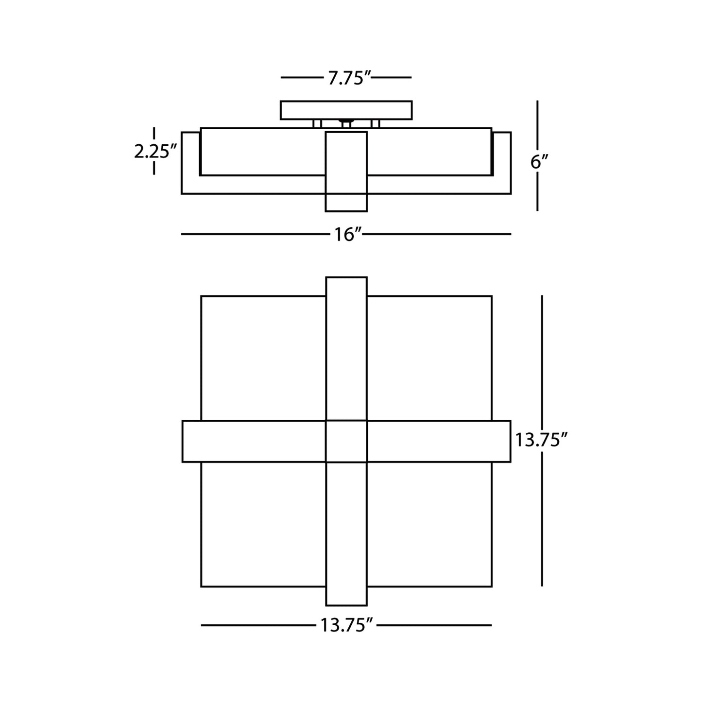 Doughnut Flush Mount Ceiling Light - line drawing.
