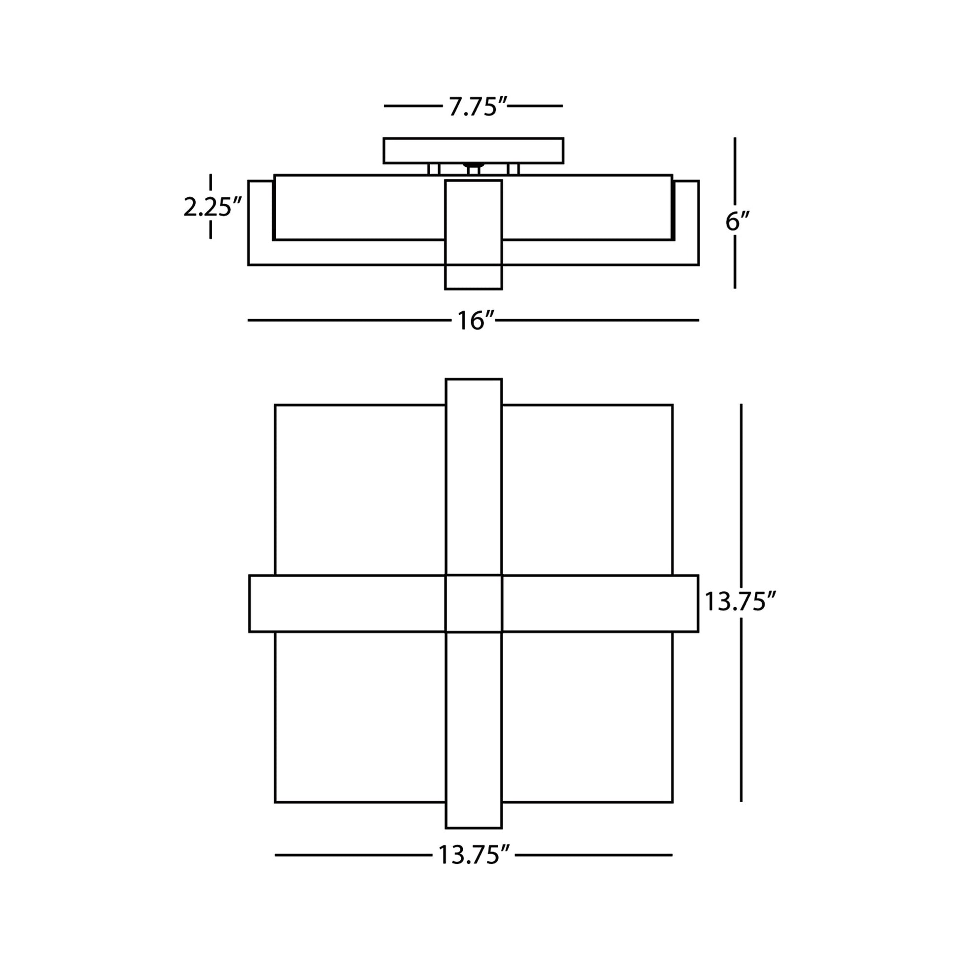 Doughnut Flush Mount Ceiling Light - line drawing.