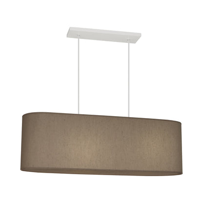 Elena Linear Chandelier in Mushroom Dupioni.