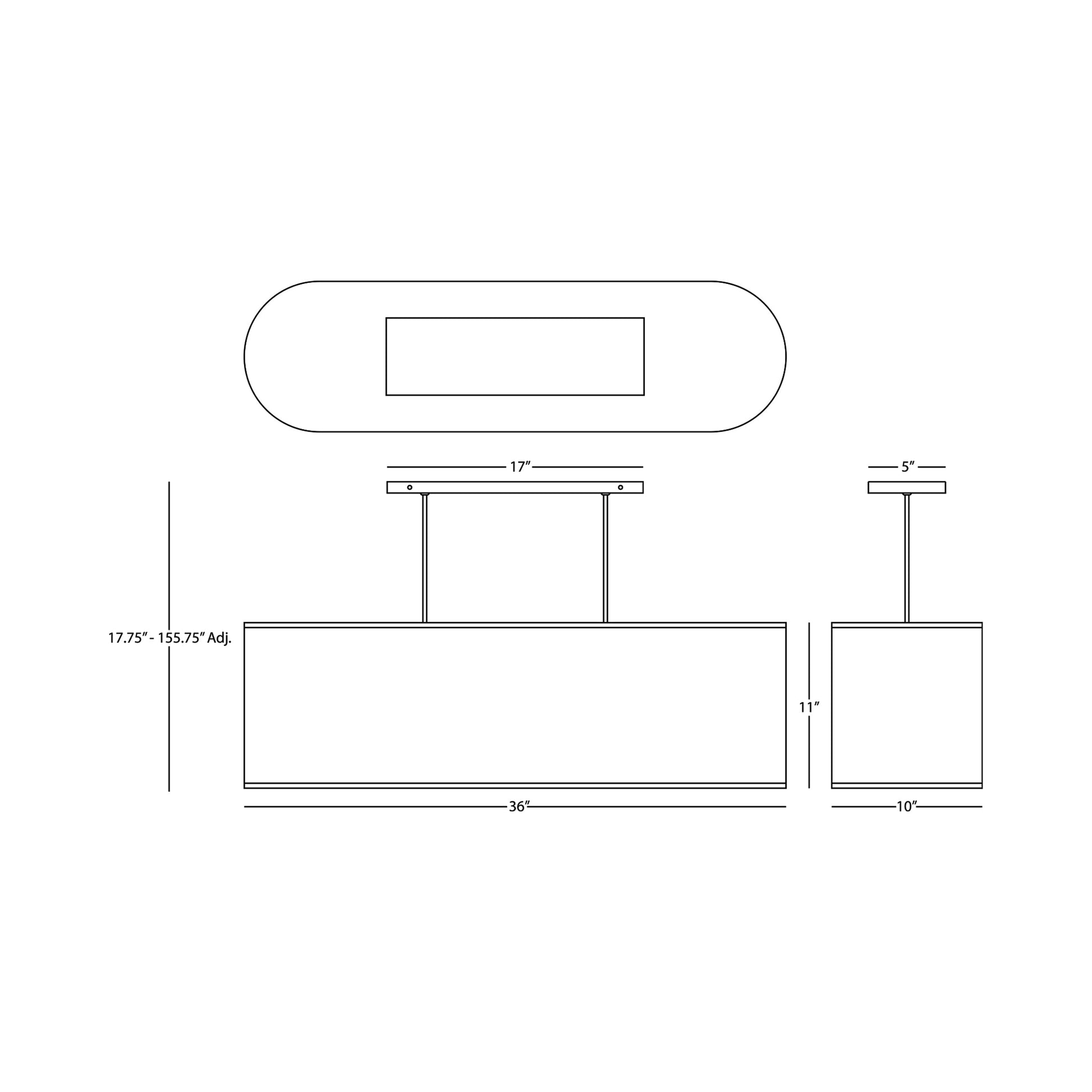 Elena Linear Chandelier - line drawing.