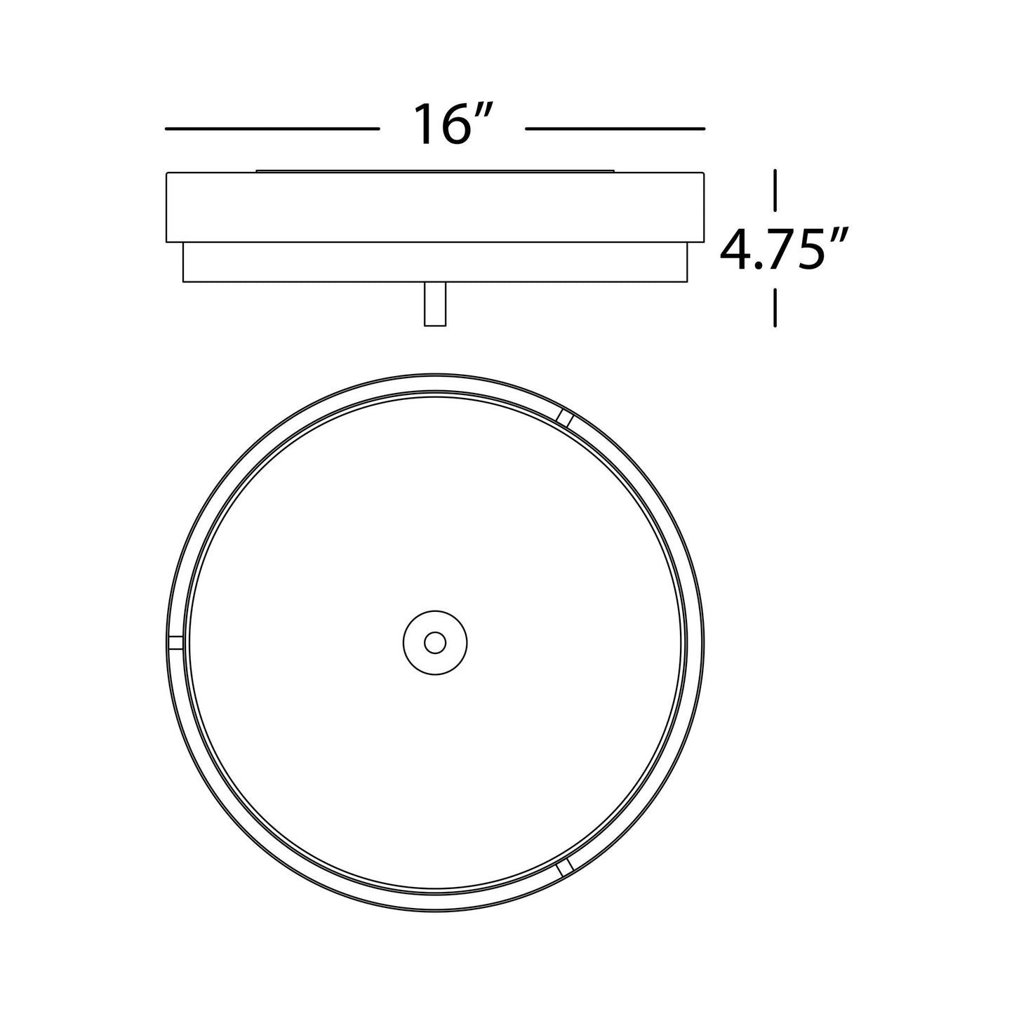 Elliott Flush Mount Ceiling Light - line drawing.