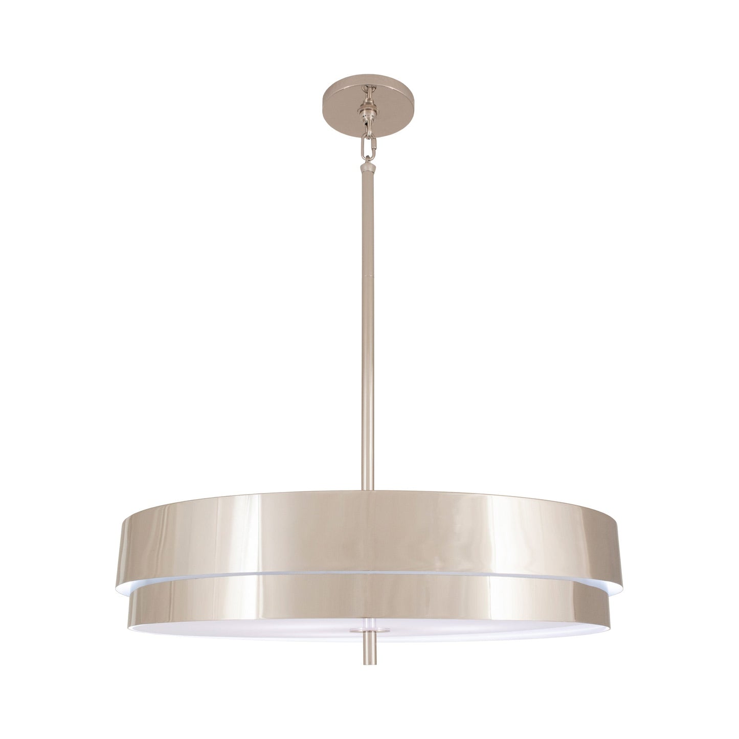 Elliott Pendant Light in Polished Nickel.