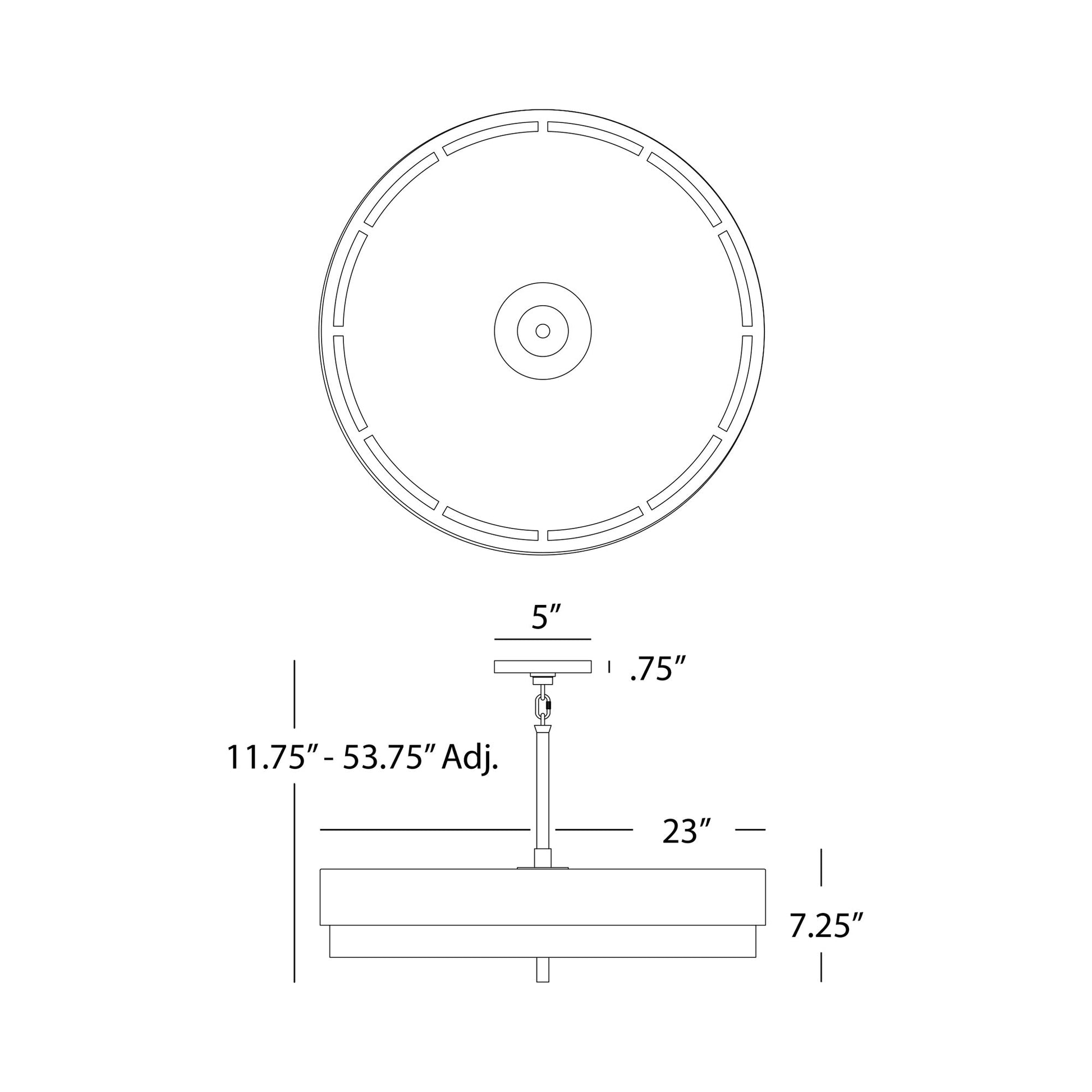 Elliott Pendant Light - line drawing.