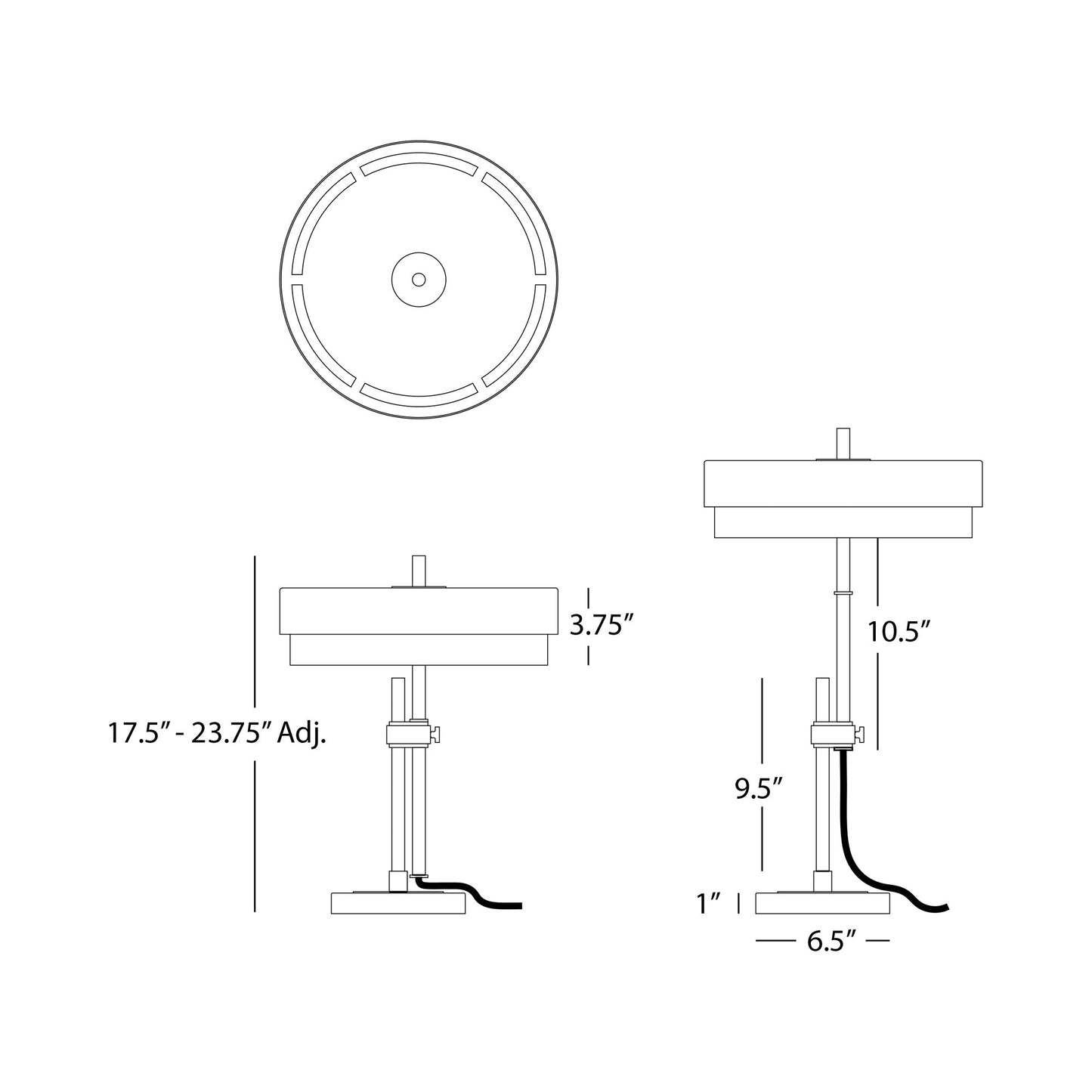 Elliott Table Lamp - line drawing.