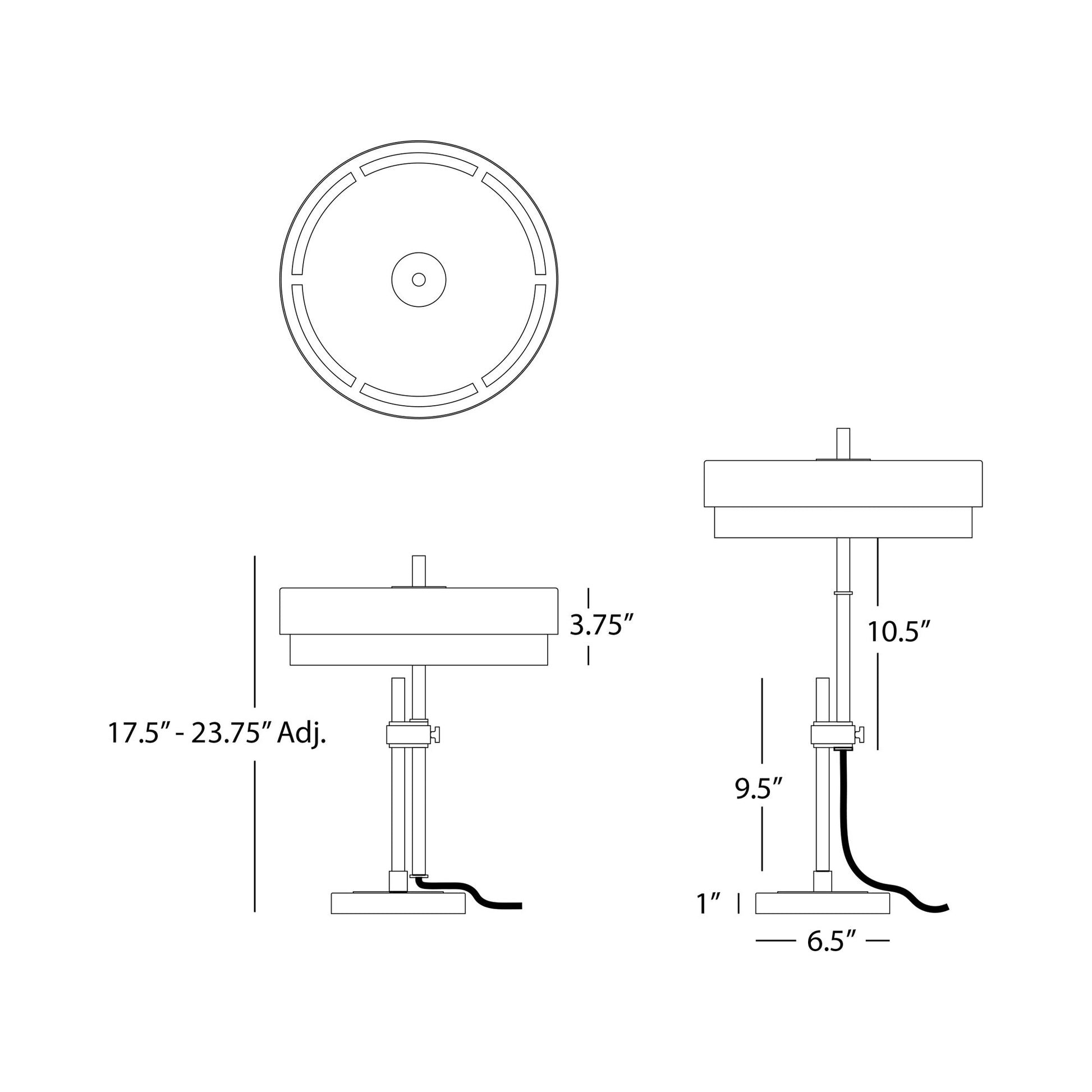 Elliott Table Lamp - line drawing.