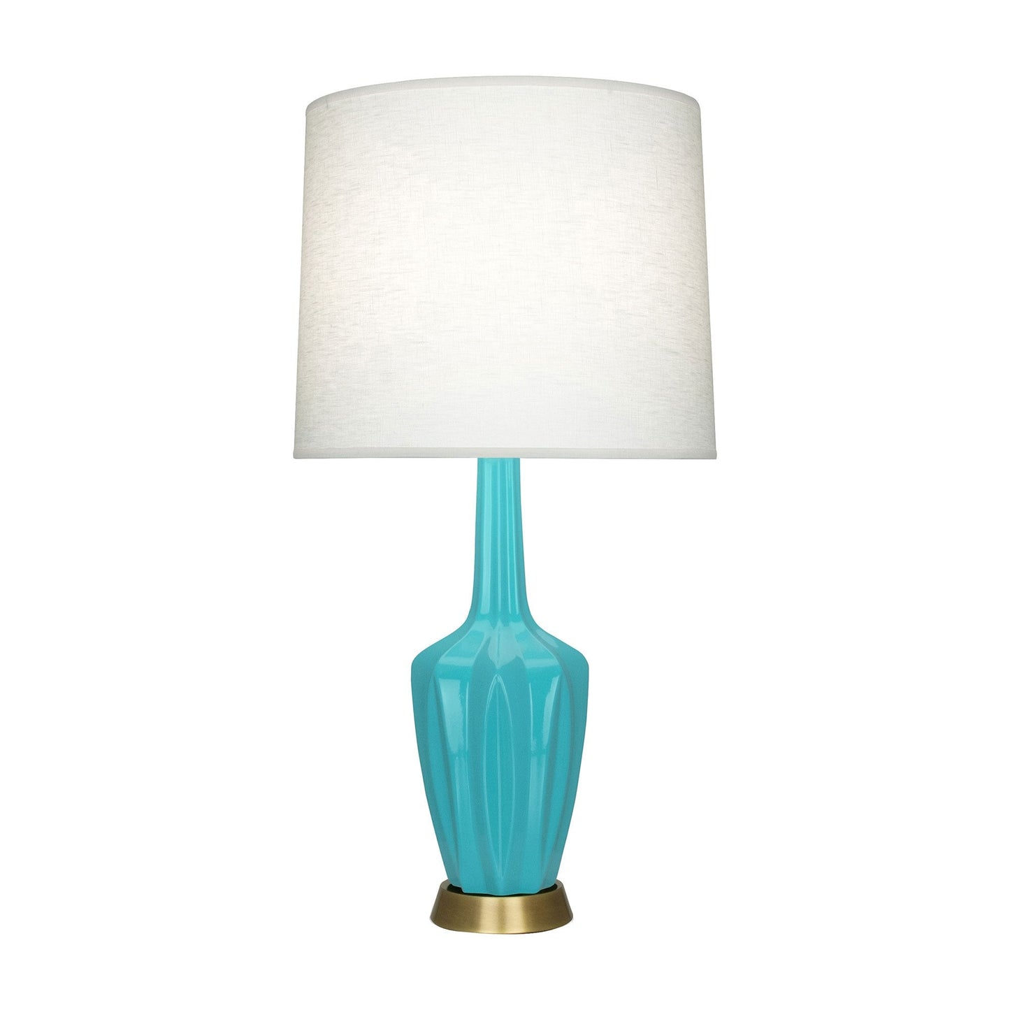 Emma Table Lamp in Egg Blue/Warm Brass (Large).