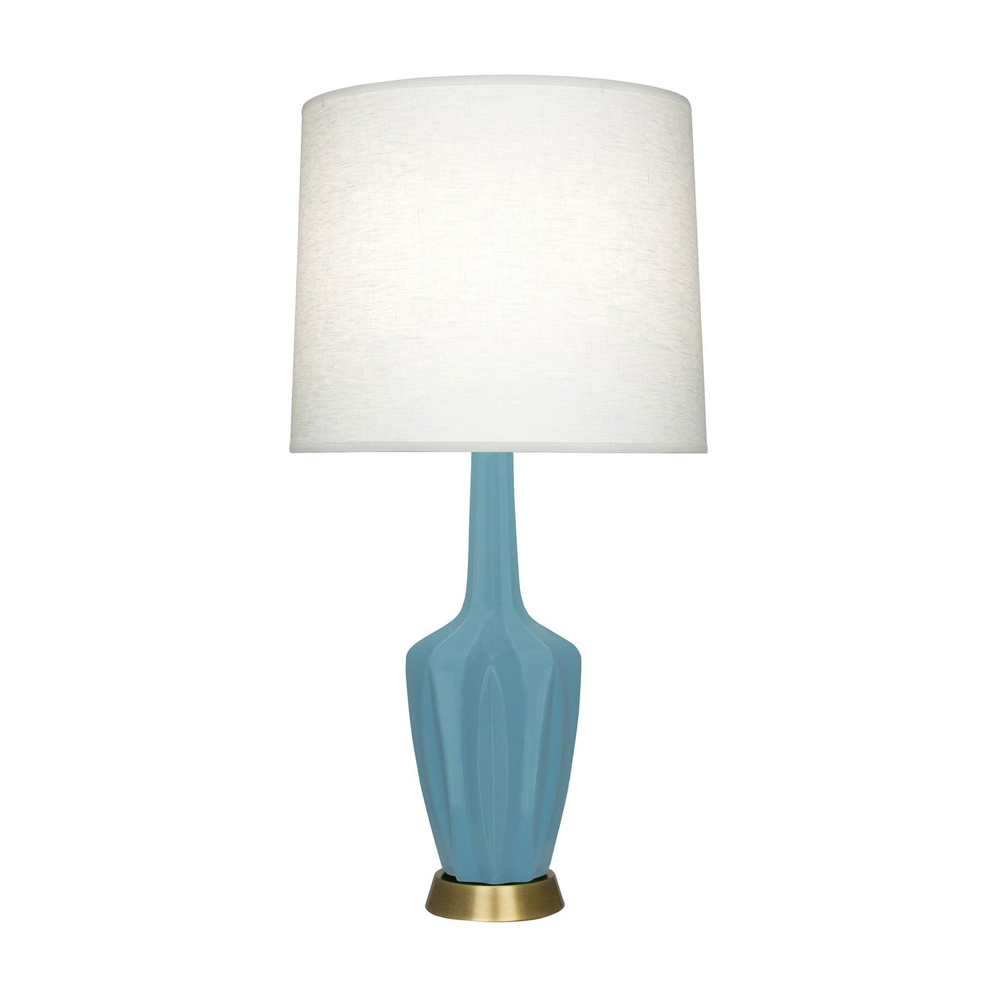Emma Table Lamp in Matte Steel Blue/Warm Brass (Large).