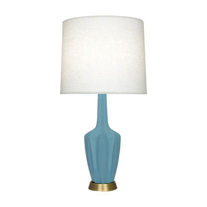 Emma Table Lamp in Matte Steel Blue/Warm Brass (Large).