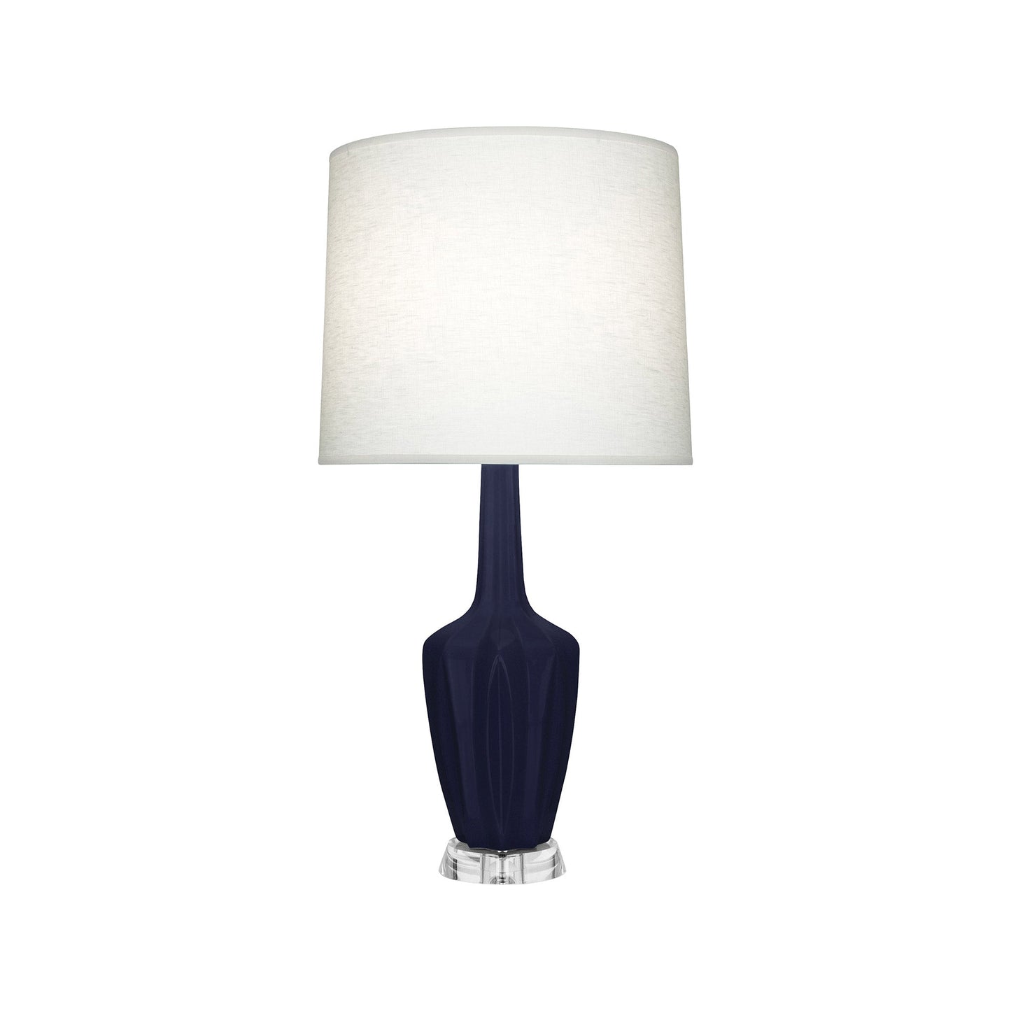 Emma Table Lamp in Matte Midnight Blue/Polished Nickel (Small).