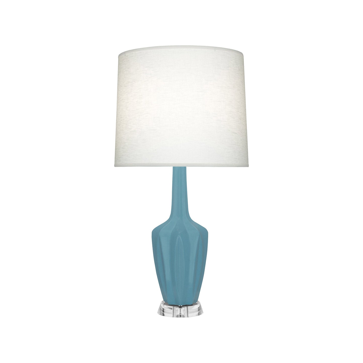 Emma Table Lamp in Matte Steel Blue/Polished Nickel (Small).