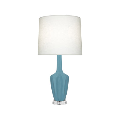 Emma Table Lamp in Matte Steel Blue/Polished Nickel (Small).