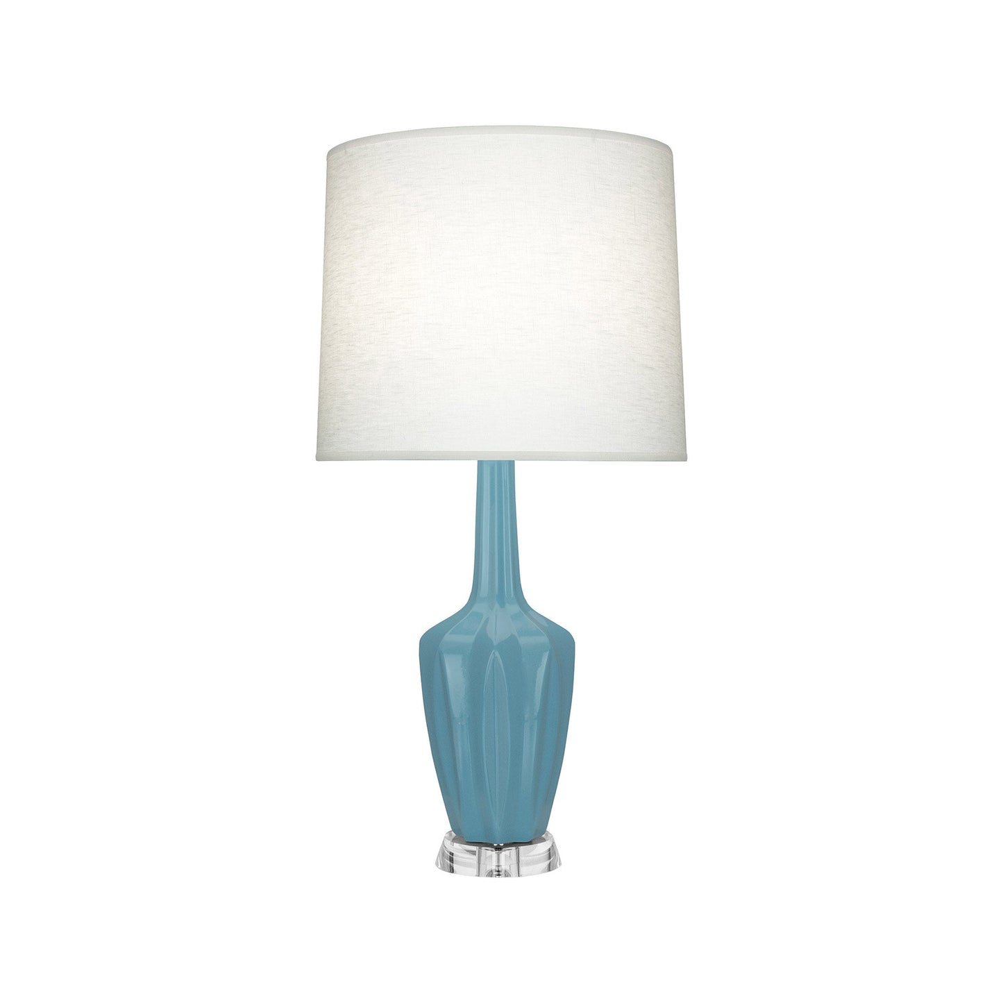 Emma Table Lamp in Steel Blue/Polished Nickel (Small).