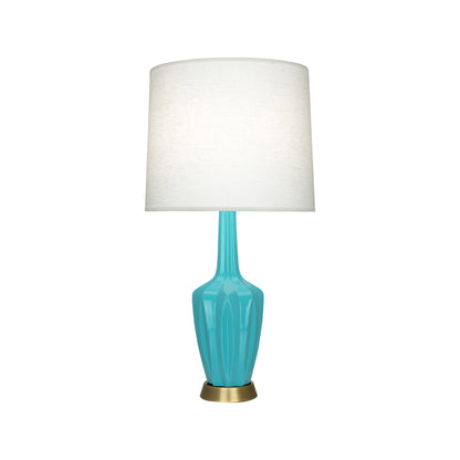 Emma Table Lamp in Egg Blue/Warm Brass (Small).