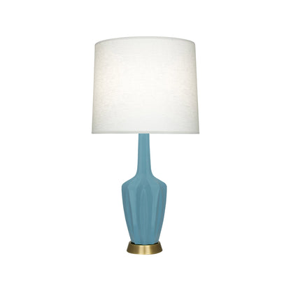 Emma Table Lamp in Matte Steel Blue/Warm Brass (Small).