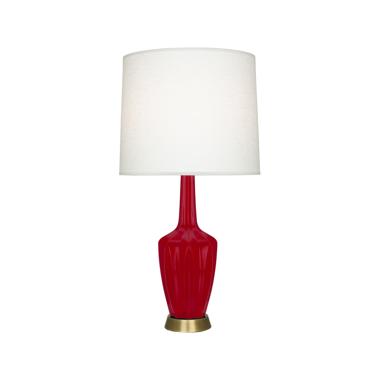 Emma Table Lamp in Ruby Red/Warm Brass (Small).