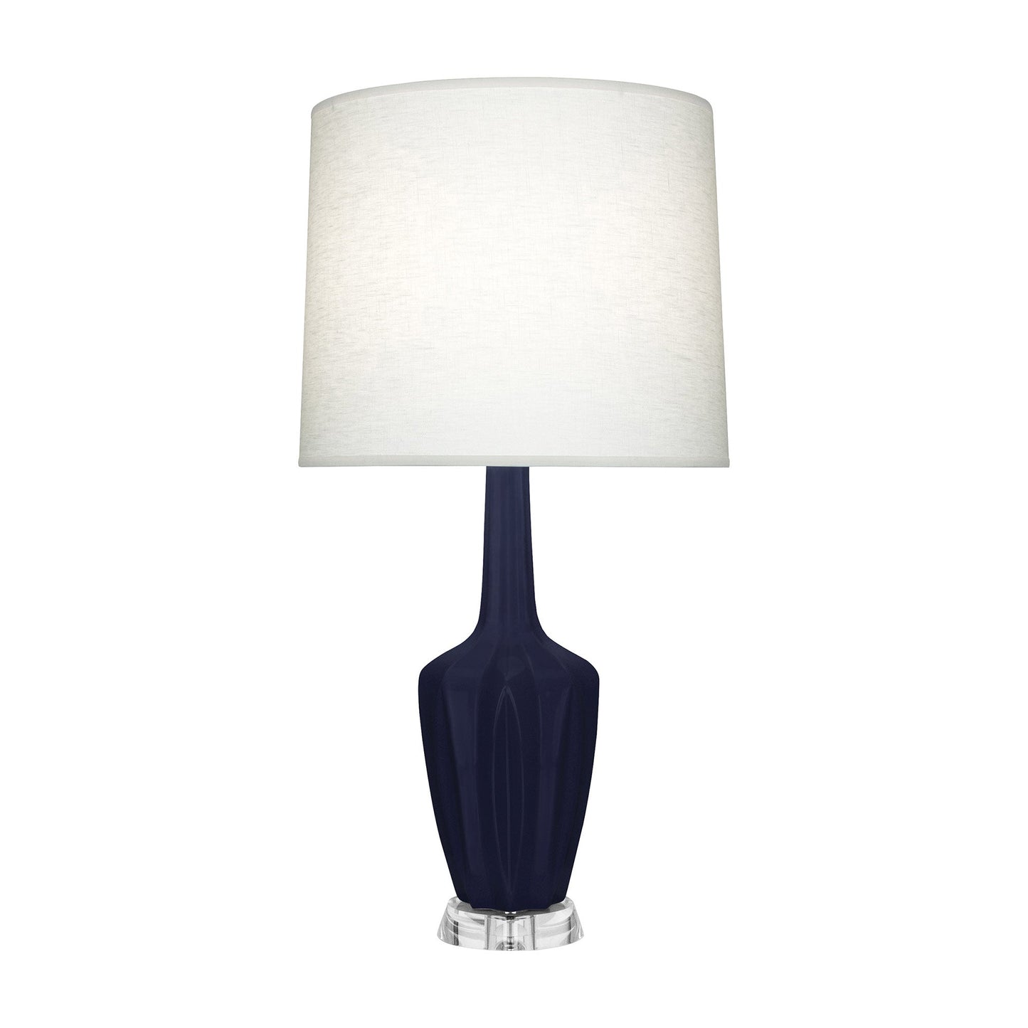 Emma Table Lamp in Matte Midnight Blue/Polished Nickel (Large).