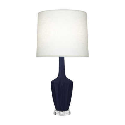 Emma Table Lamp in Matte Midnight Blue/Polished Nickel (Large).