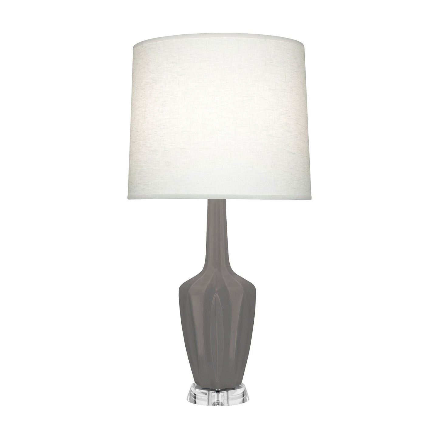 Emma Table Lamp in Matte Smokey Taupe/Polished Nickel (Large).