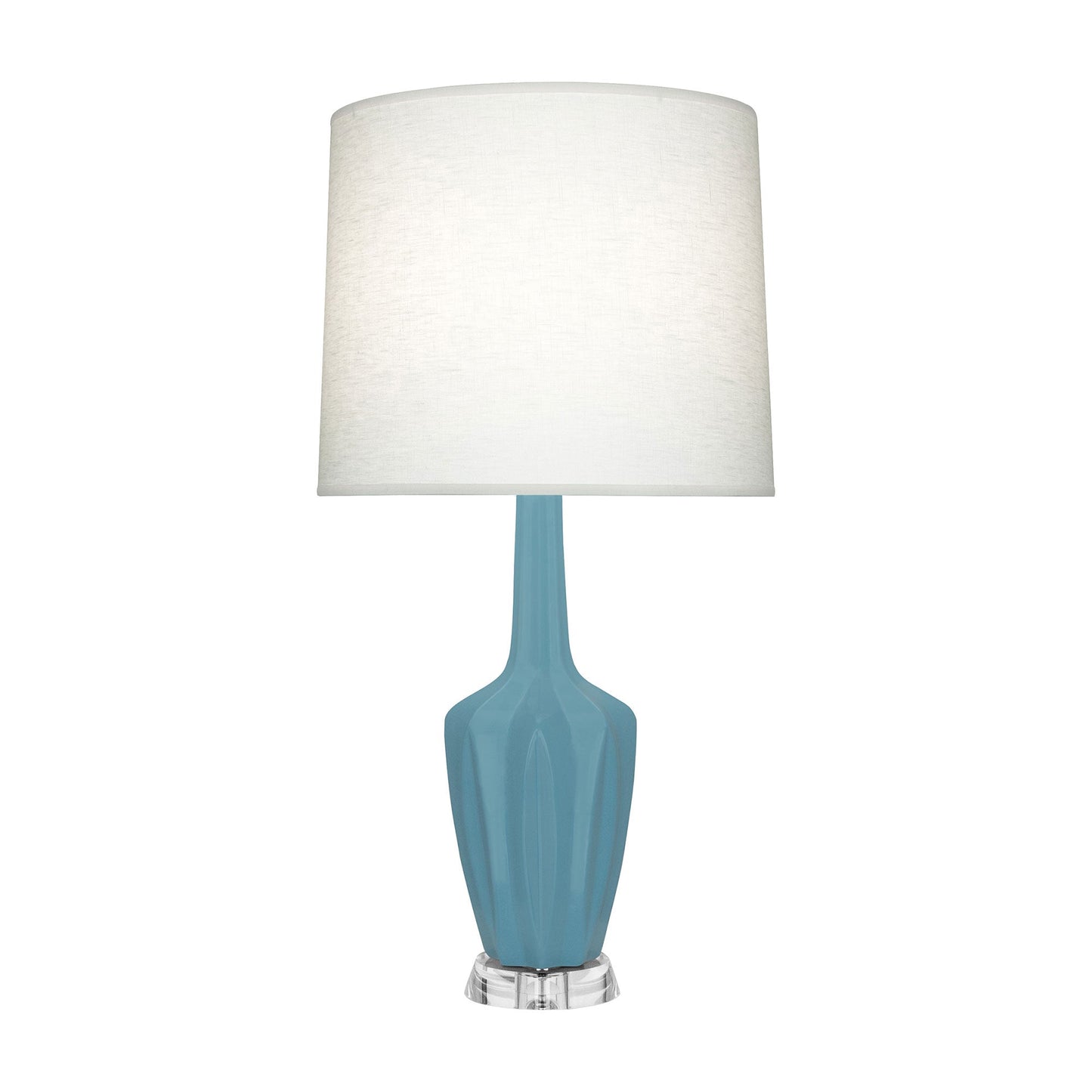 Emma Table Lamp in Matte Steel Blue/Polished Nickel (Large).