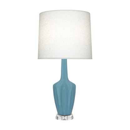 Emma Table Lamp in Matte Steel Blue/Polished Nickel (Large).