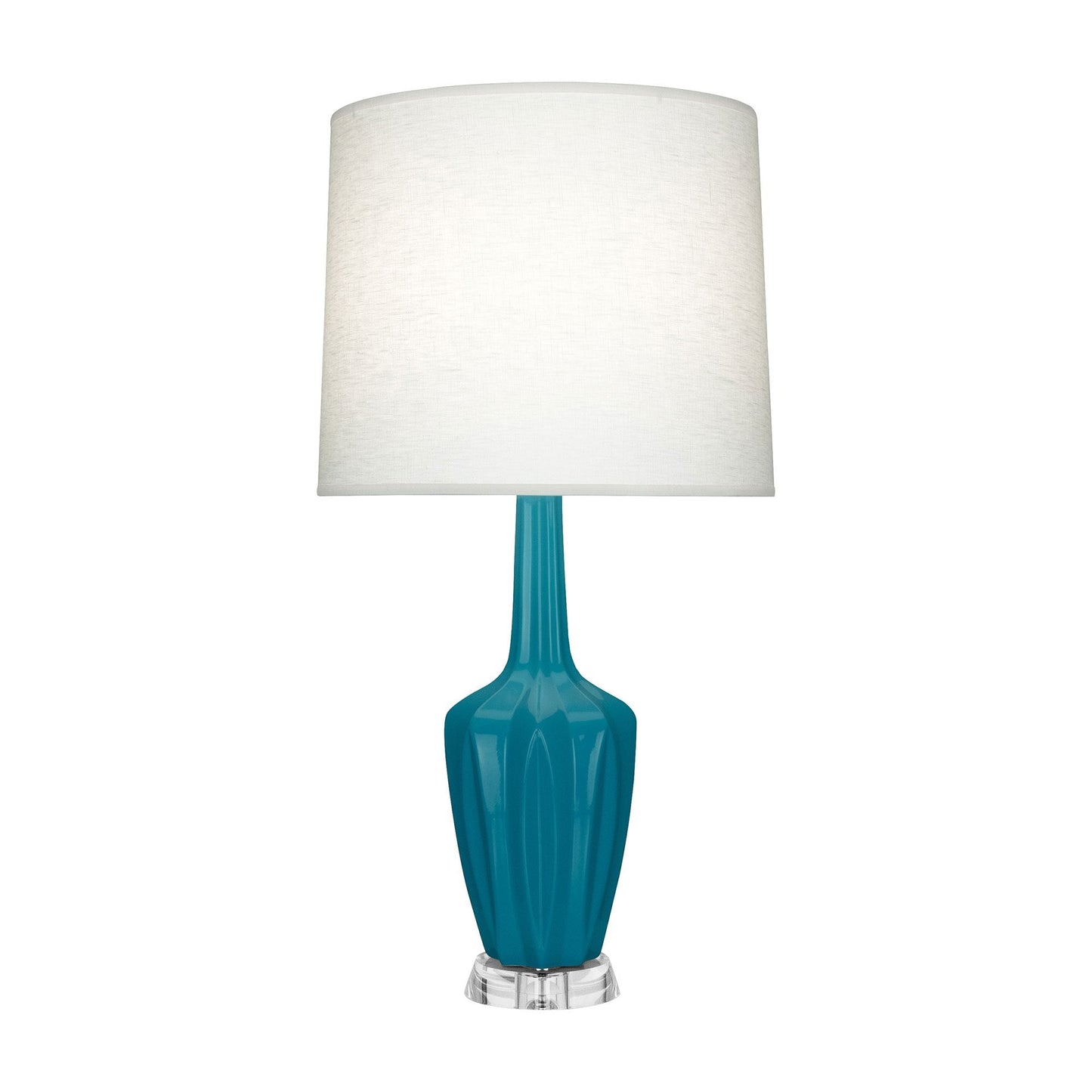 Emma Table Lamp in Peacock/Polished Nickel (Large).