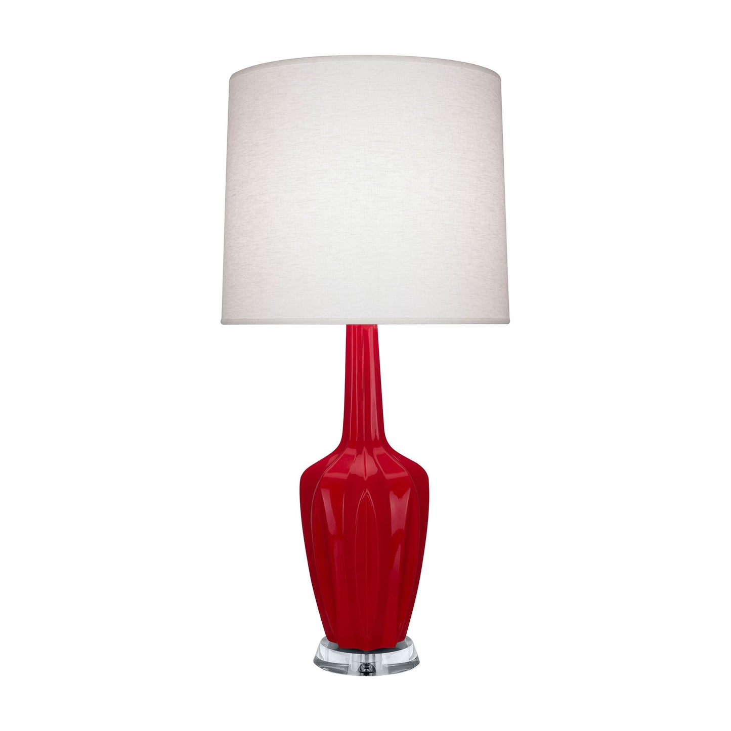 Emma Table Lamp in Ruby Red/Polished Nickel (Large).