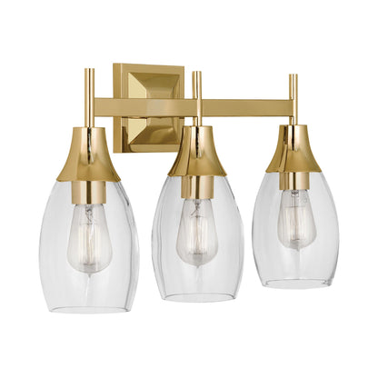 Grace Bath Vanity Light in Modern Brass (3-Light).