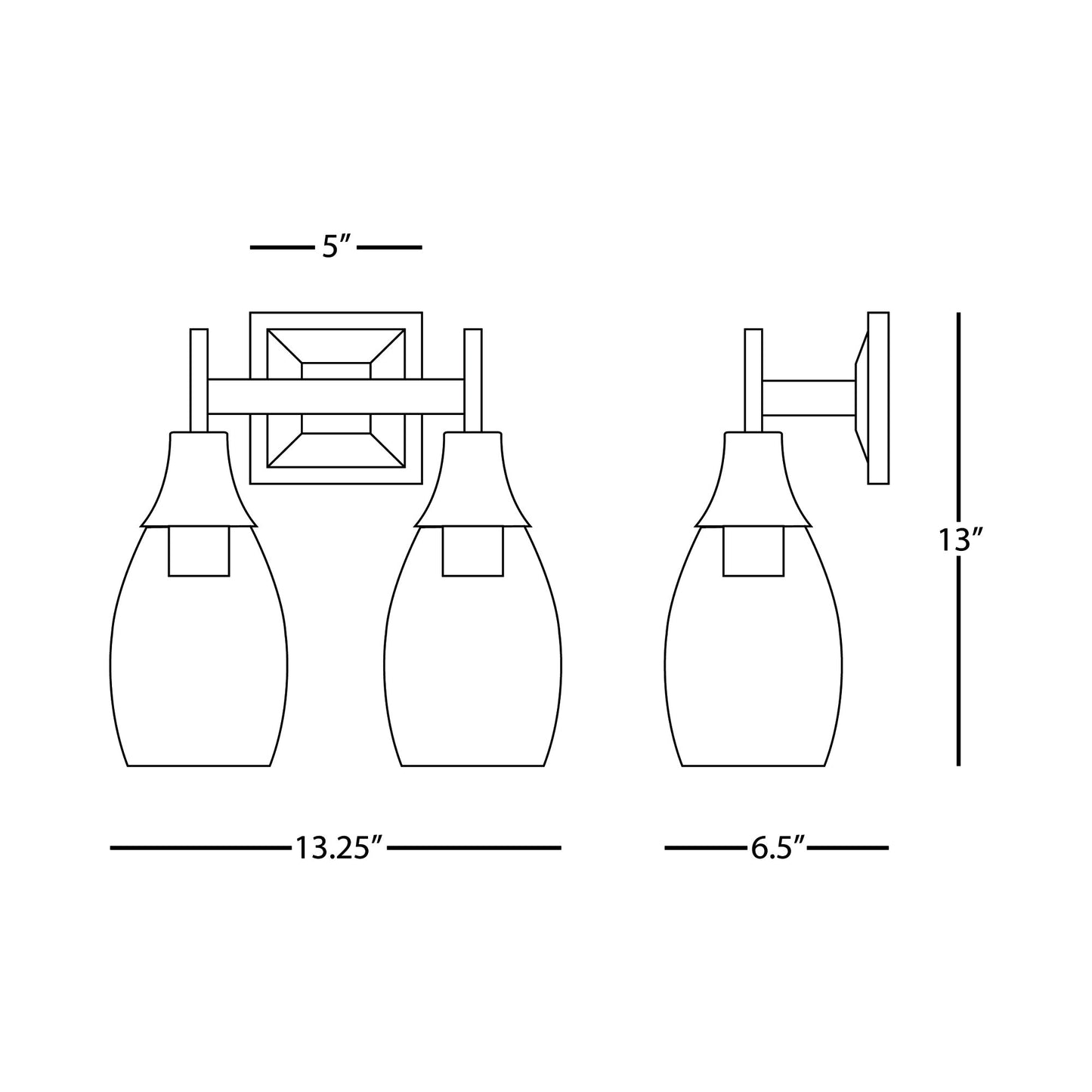 Grace Bath Vanity Light - line drawing.