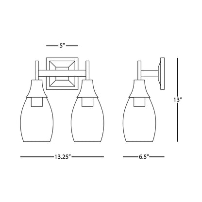 Grace Bath Vanity Light - line drawing.