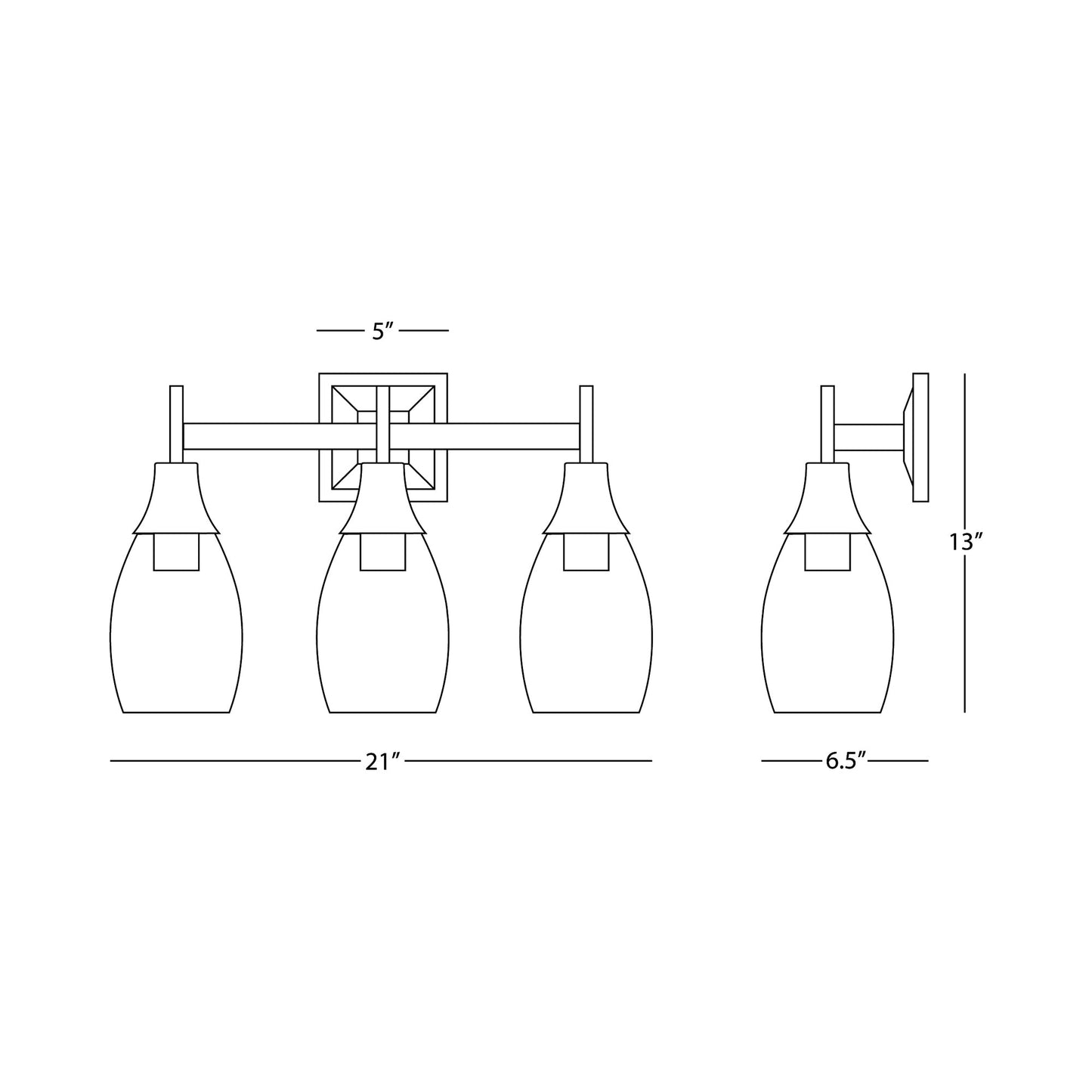 Grace Bath Vanity Light - line drawing.