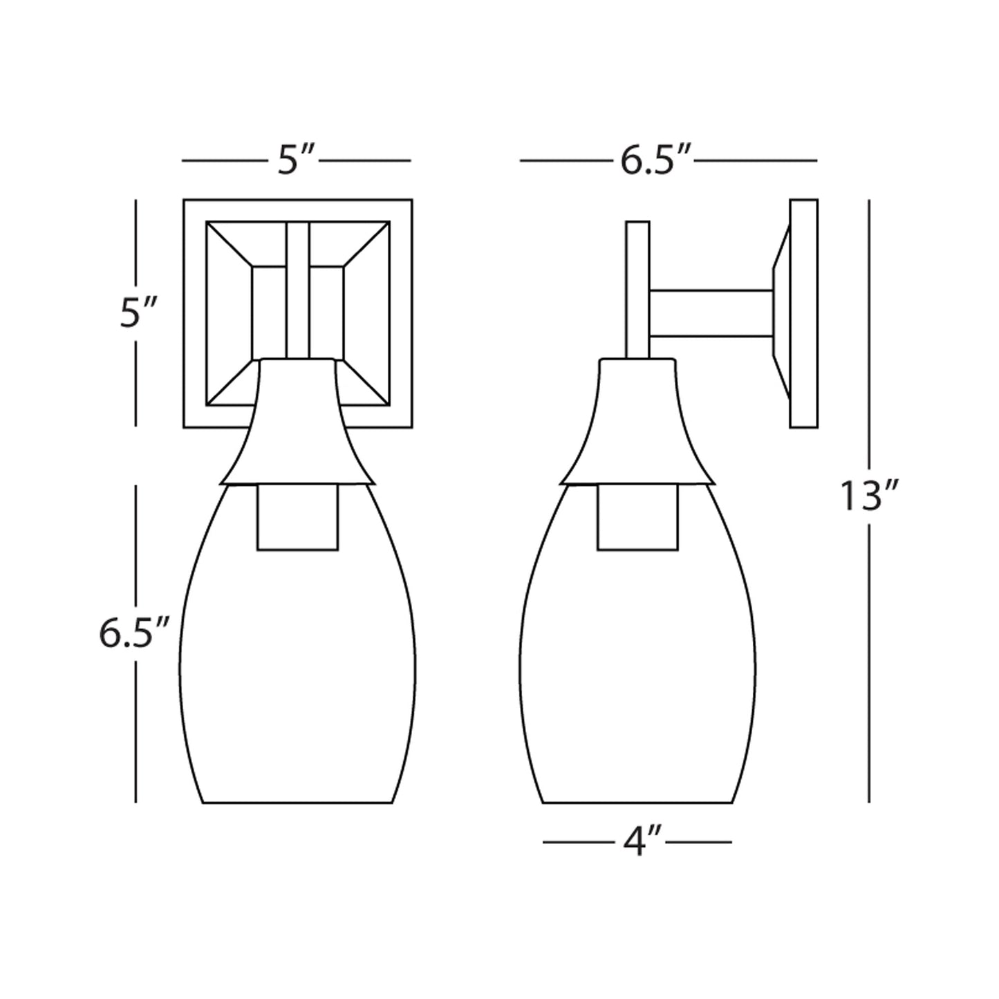 Grace Bath Wall Light - line drawing.