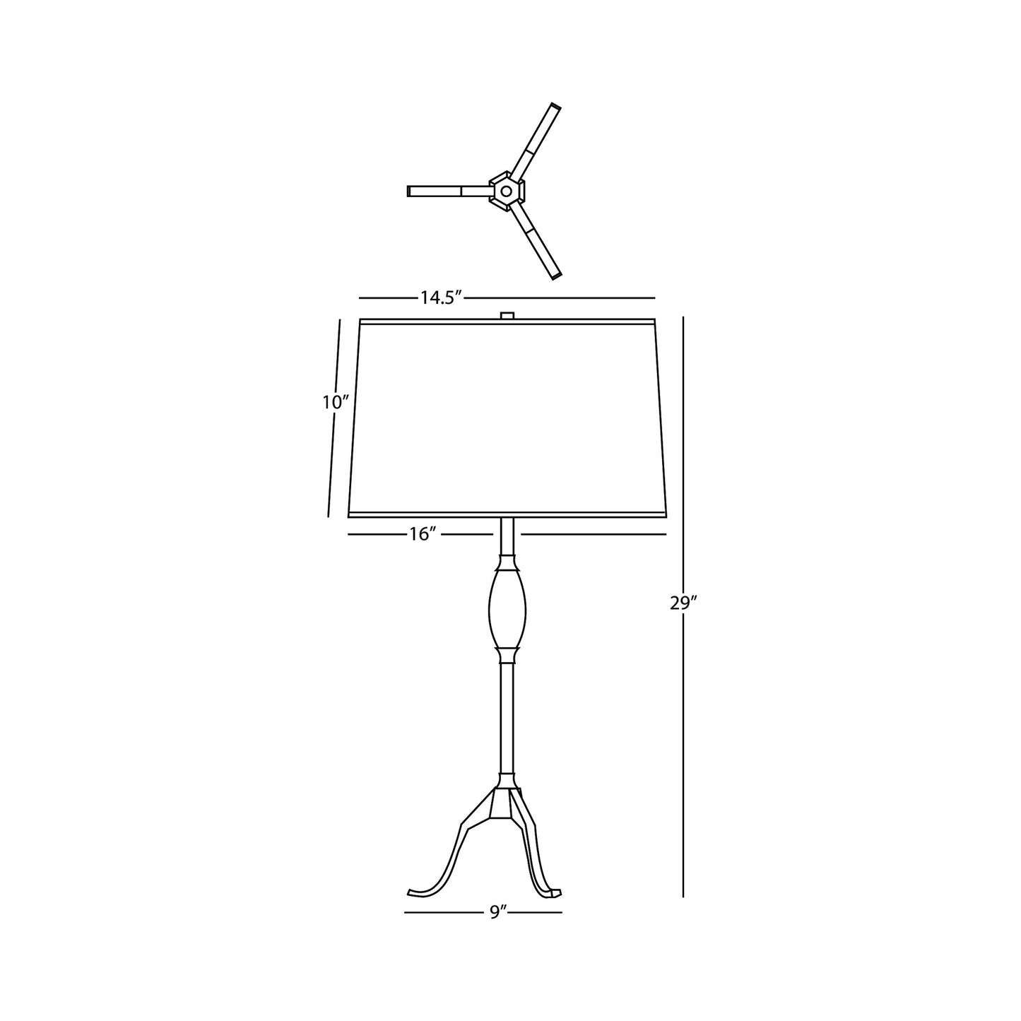 Grace Table Lamp - line drawing.