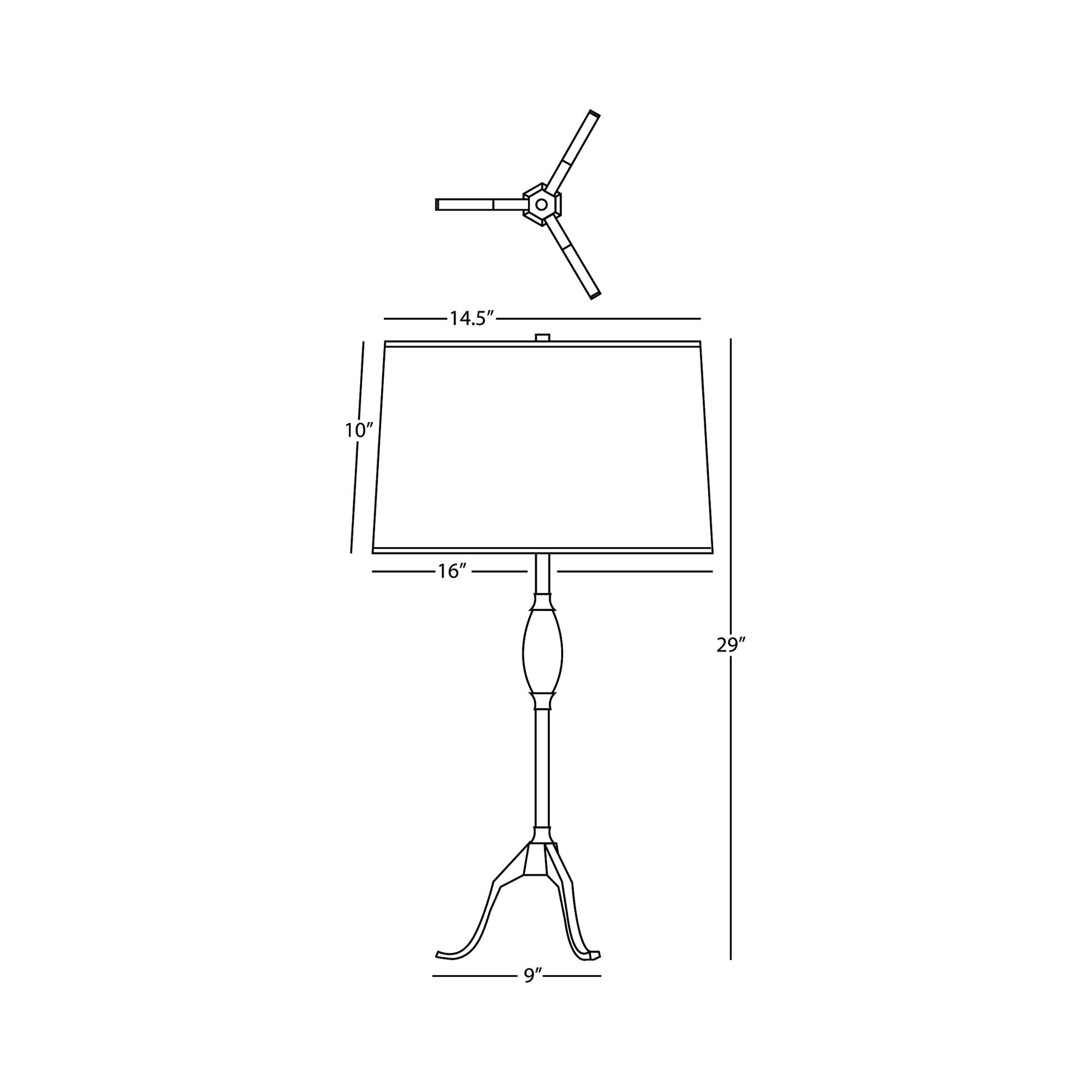 Grace Table Lamp - line drawing.