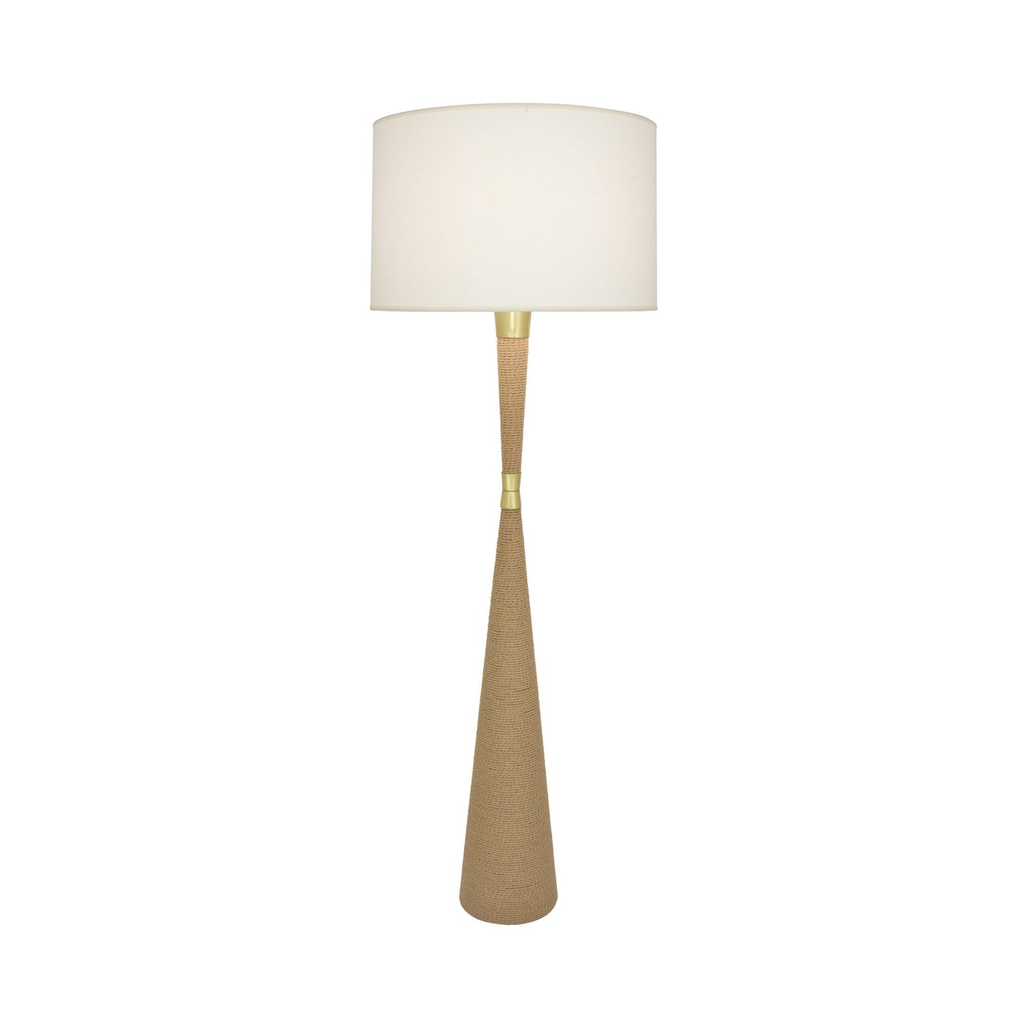 Hatteras Floor Lamp in Modern Brass/Fondine Fabric.