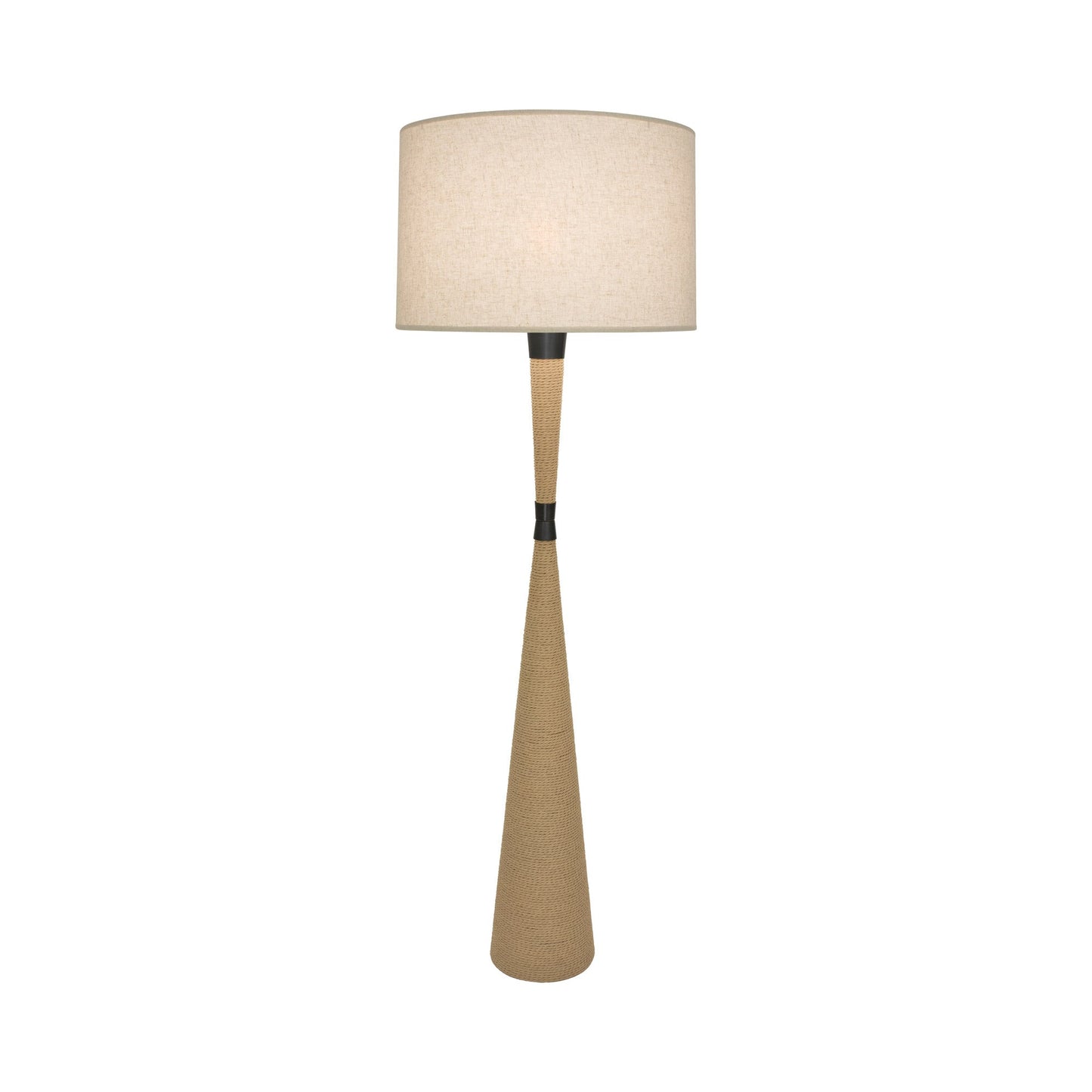 Hatteras Floor Lamp in Deep Patina Bronze/Open Weave Heather Linen.