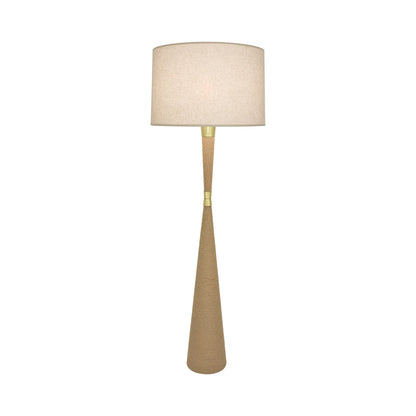 Hatteras Floor Lamp in Modern Brass/Open Weave Heather Linen.