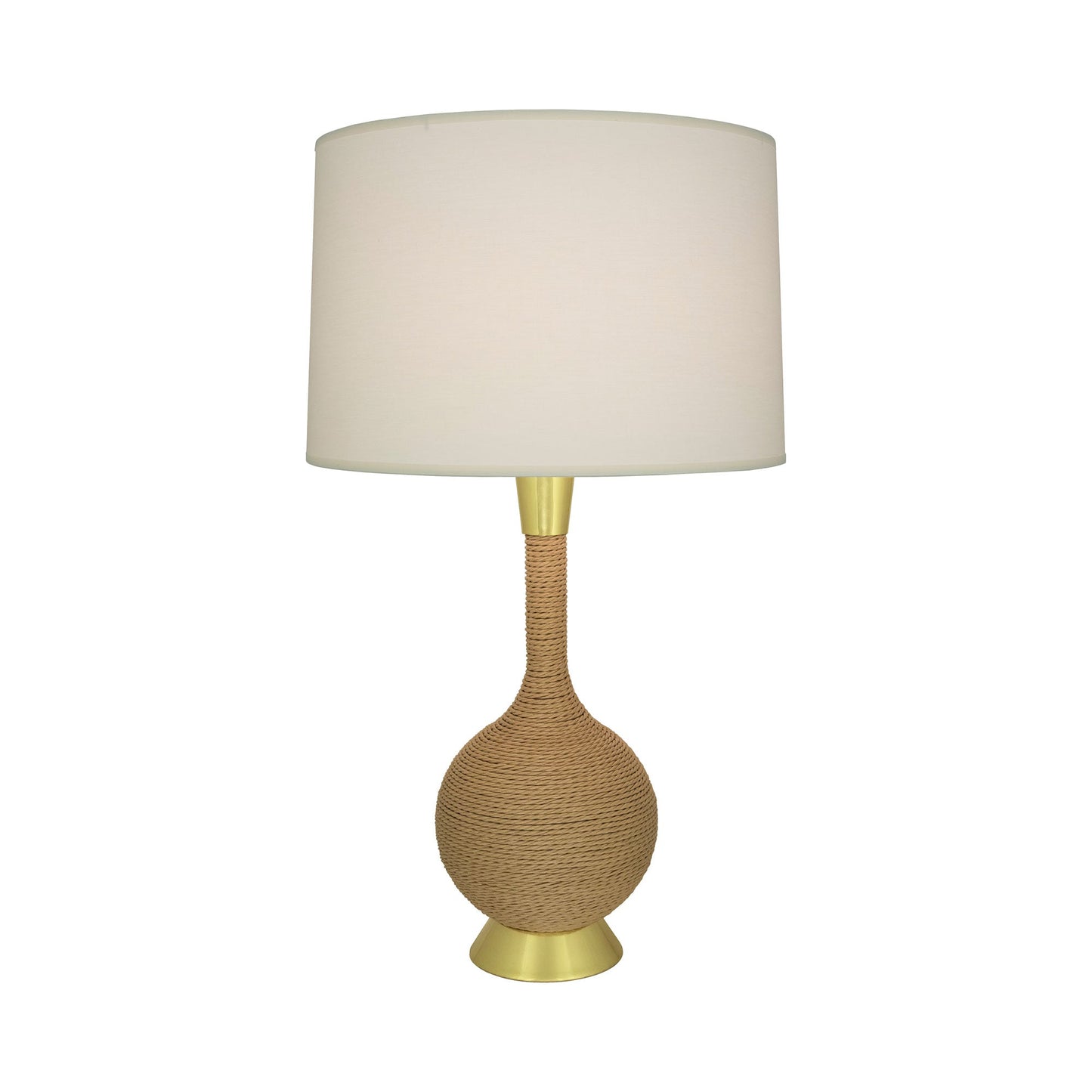 Hatteras Table Lamp in Modern Brass/Fondine Fabric.