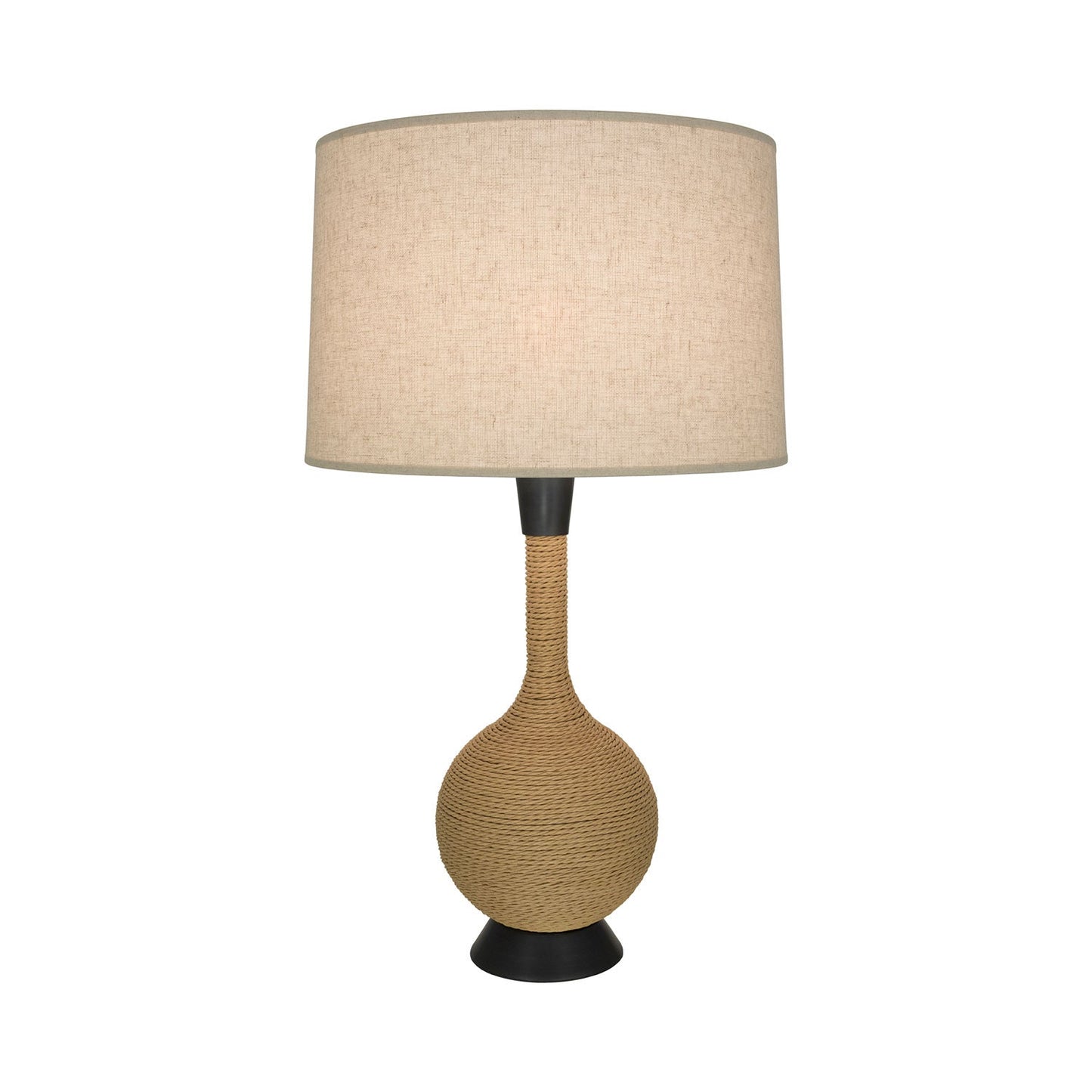Hatteras Table Lamp in Deep Patina Bronze/Open Weave Heather Linen.