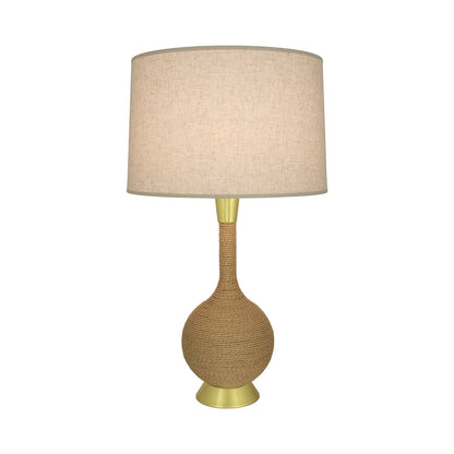 Hatteras Table Lamp in Modern Brass/Open Weave Heather Linen.