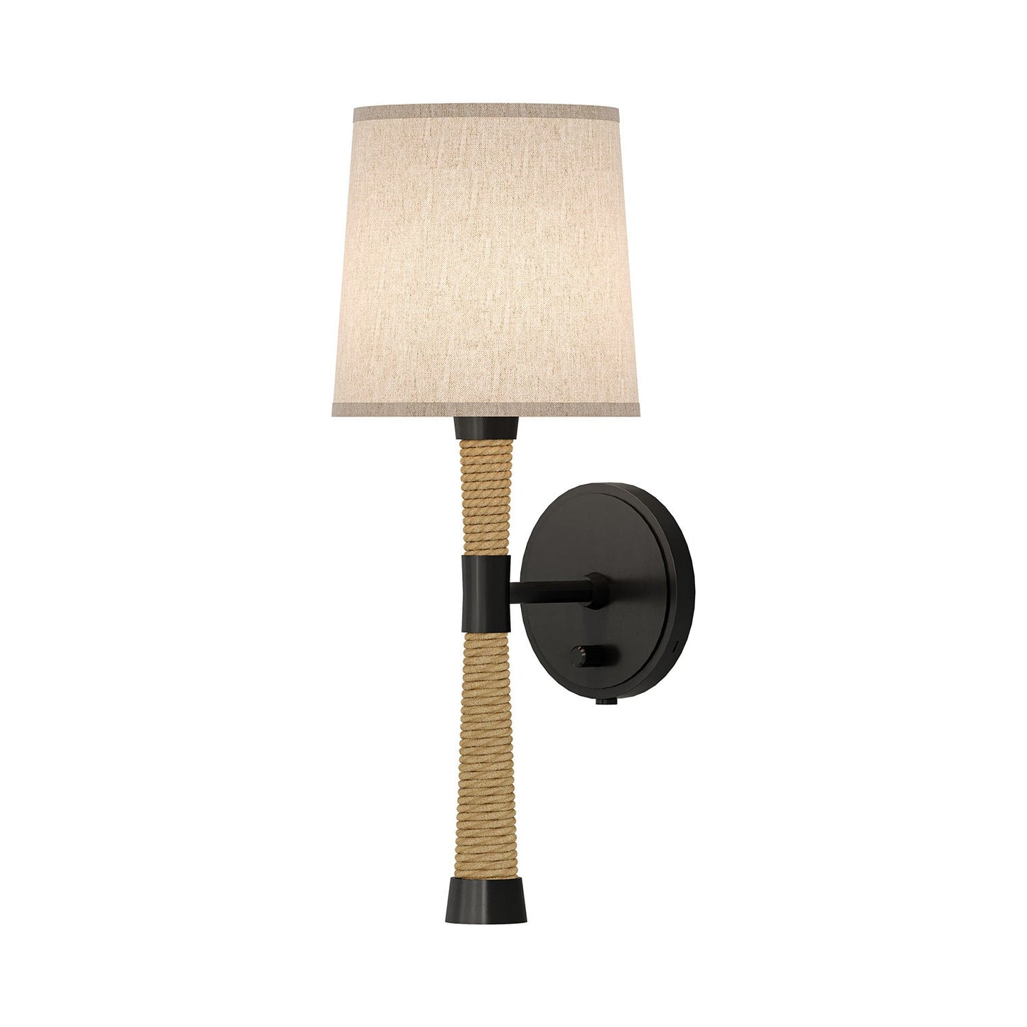 Hatteras Wall Light in Deep Patina Bronze/Open Weave Heather Linen.