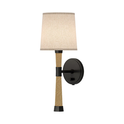 Hatteras Wall Light in Deep Patina Bronze/Open Weave Heather Linen.
